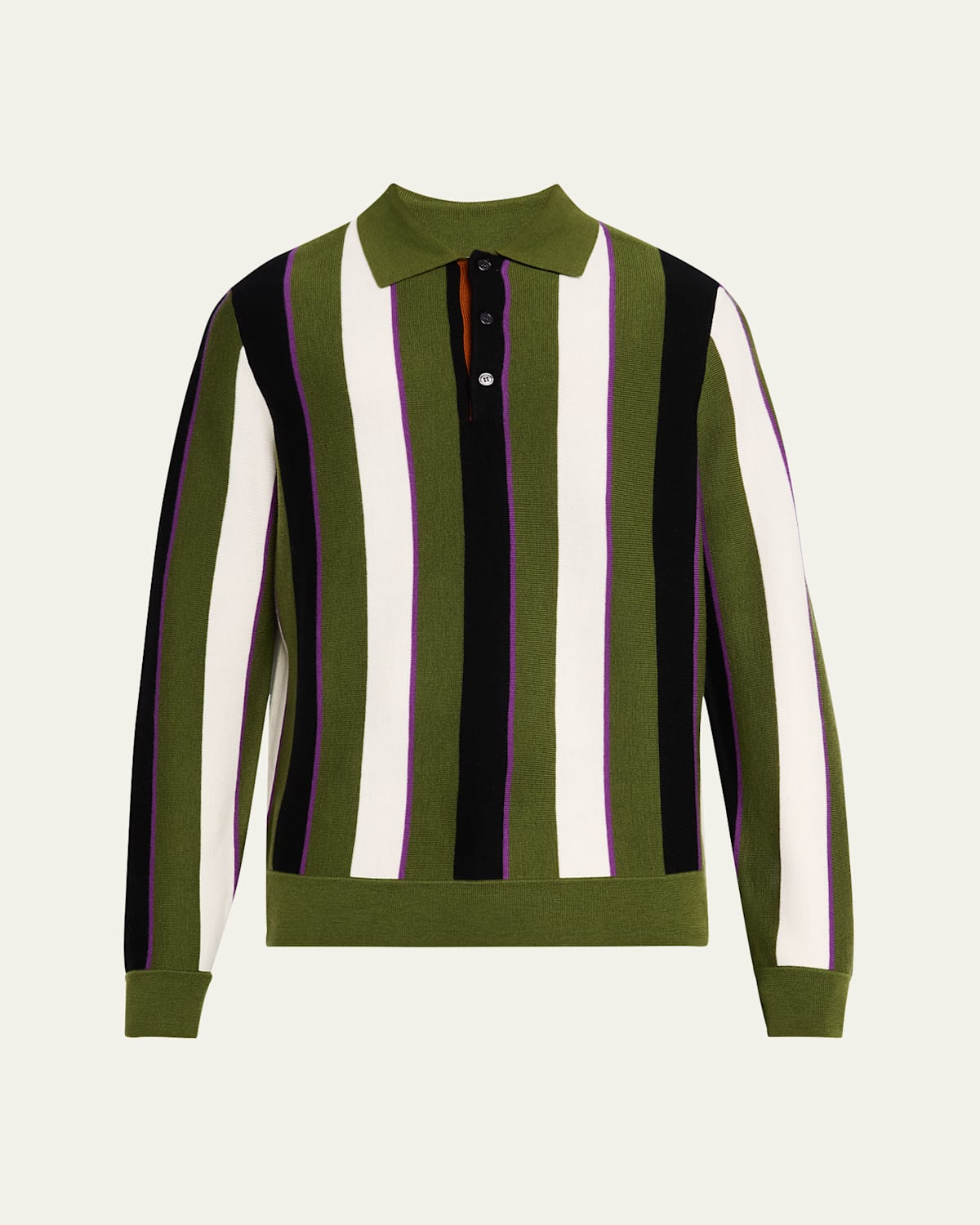Men's Vertical Block Stripe Polo Sweater