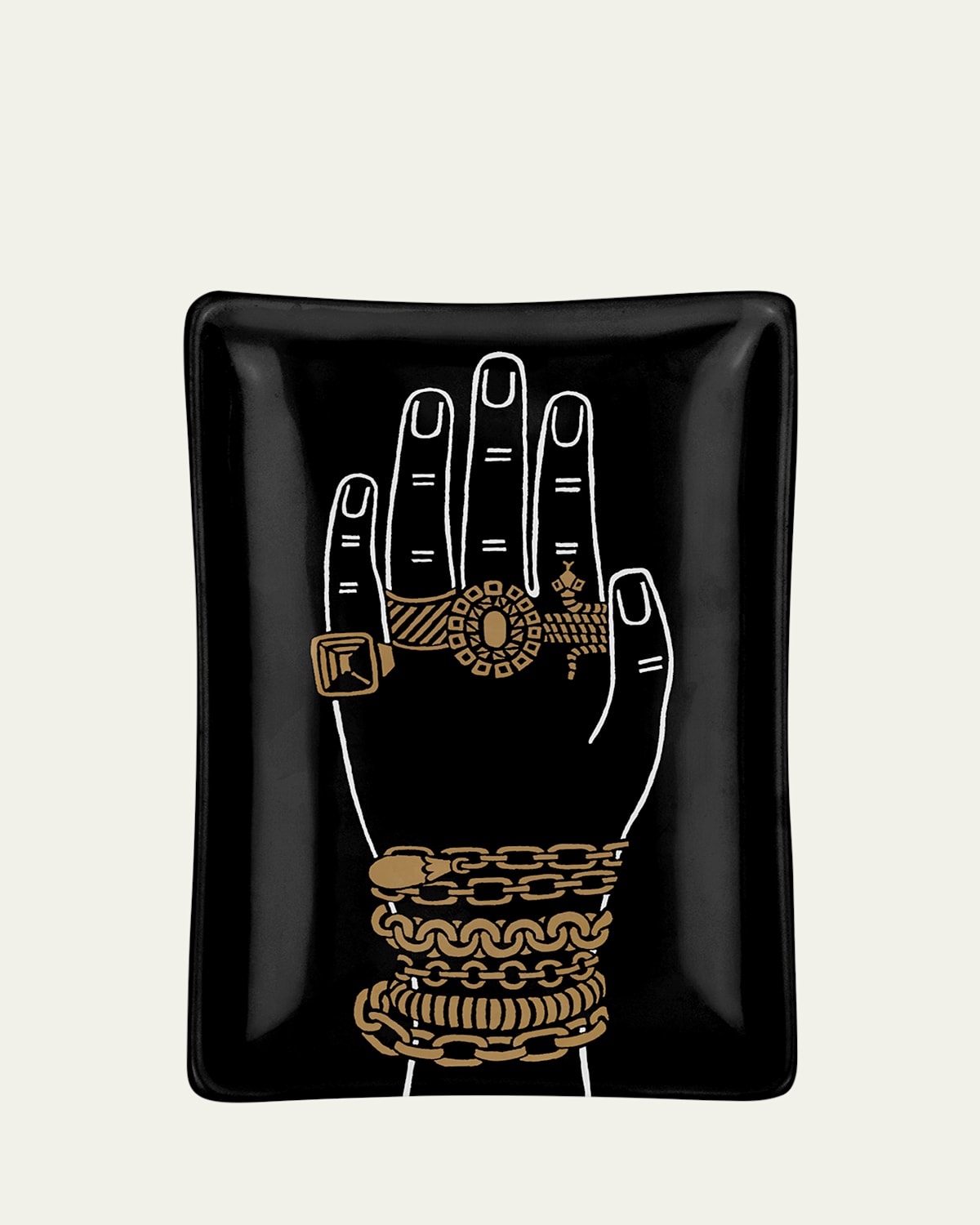 Fornasetti Mano Con Gioielli Ashtray In Blackwhite