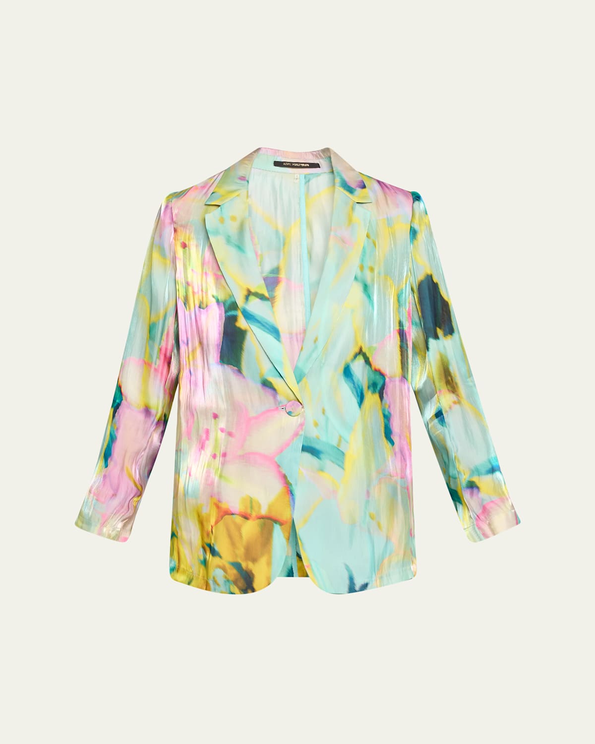 Joan Single-Button Metallic Satin Jacket