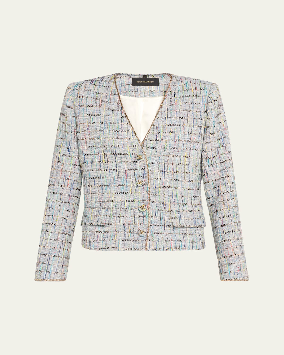 Lily Metallic-Trim Tweed Jacket