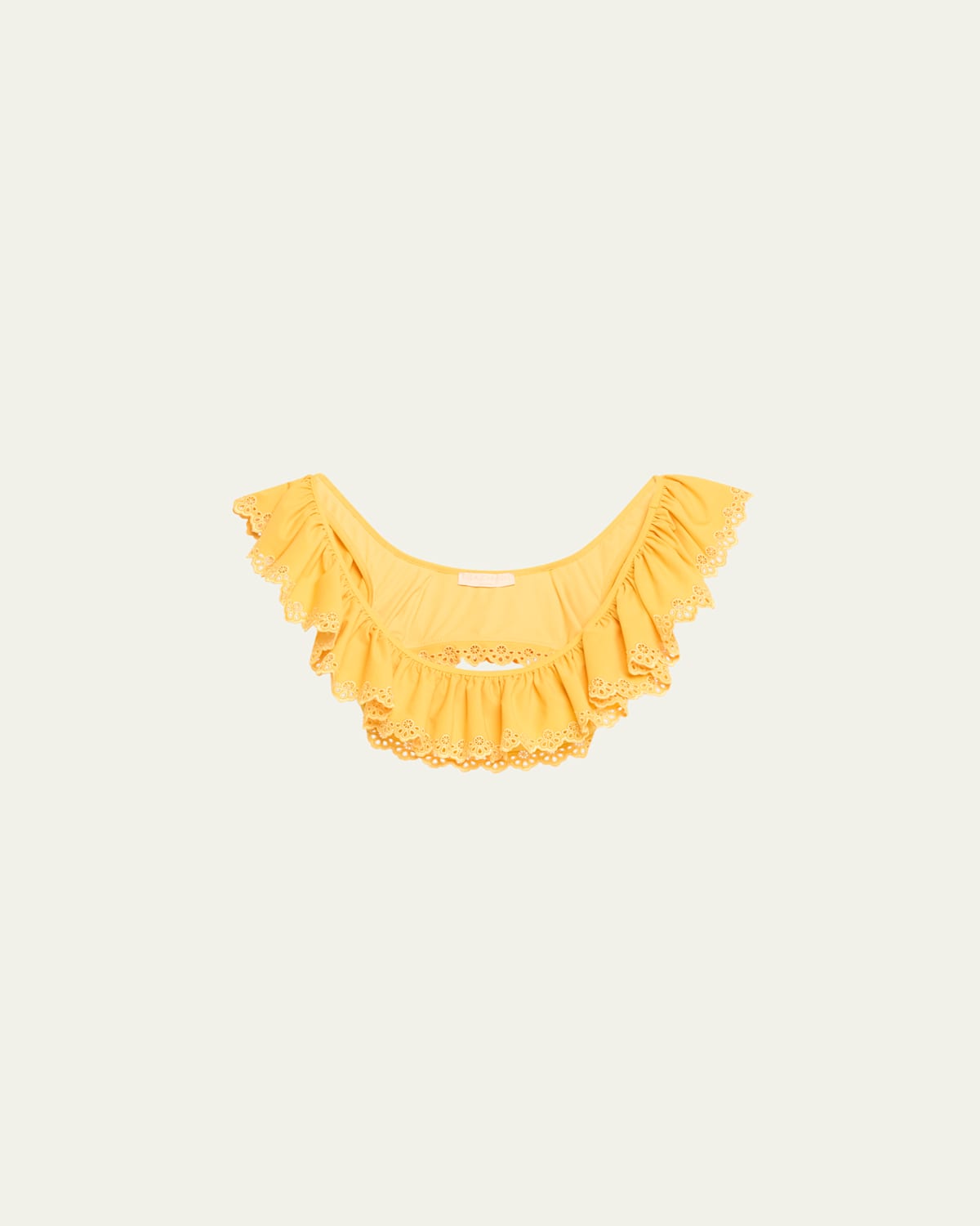 ULLA JOHNSON SELENA EMBROIDERED FLUTTER BIKINI TOP 