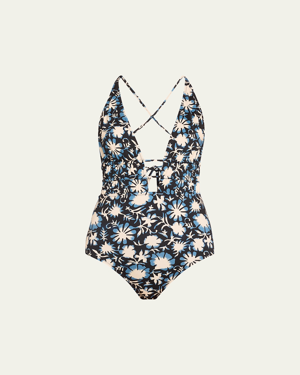 Ulla Johnson Dioni Plunge One-piece Swimsuit In Sunprint