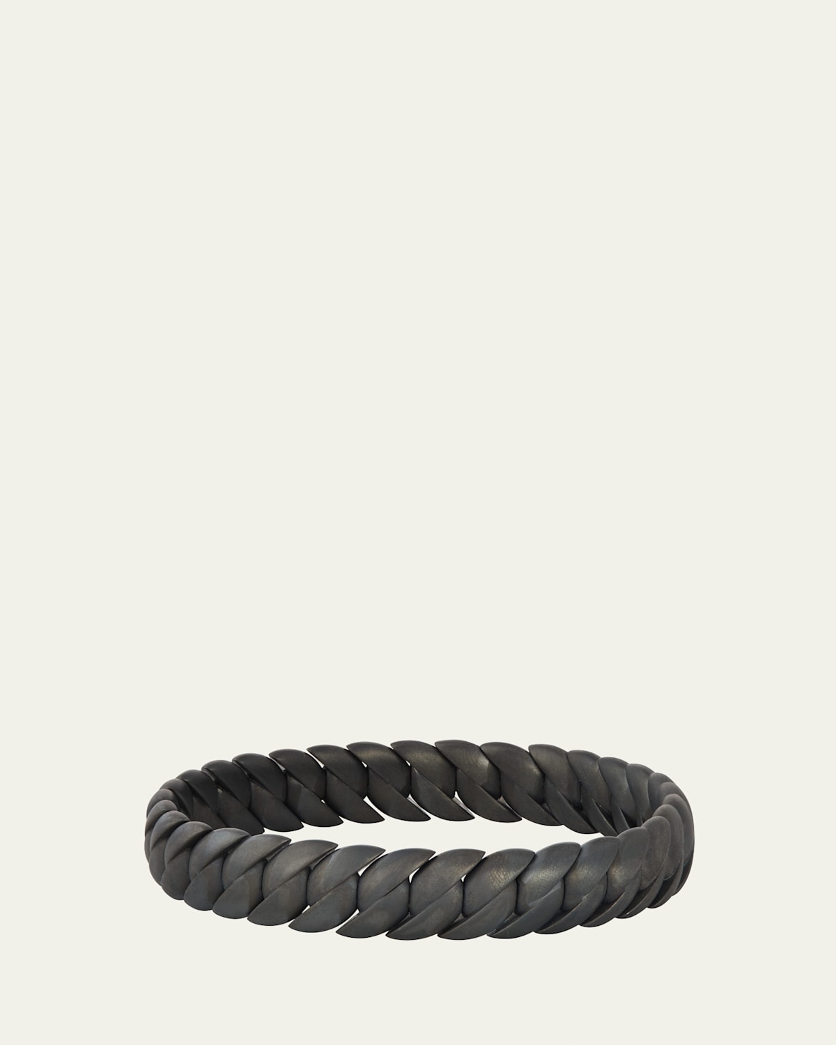 Sidney Garber Men's Matte Black Sterling Silver Skinny Wave Link Stretch Bracelet