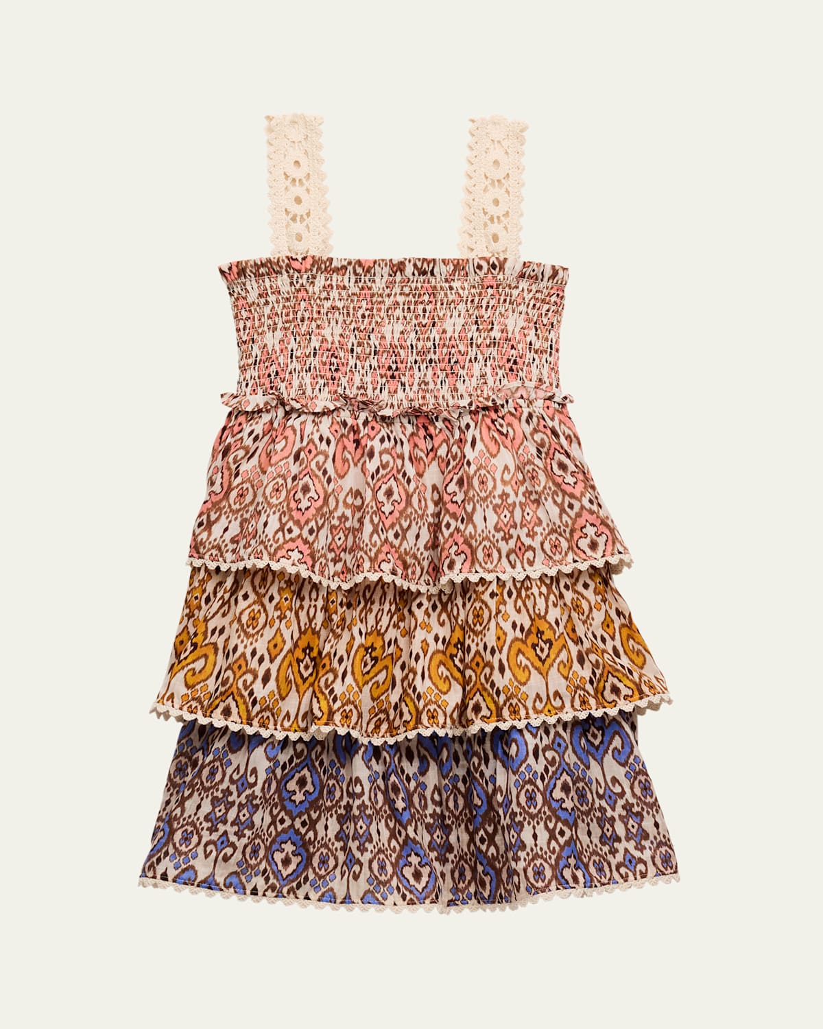 Shop Zimmermann Girl's Wylie Tiered Multicolor Paisley-print Dress In Spliced