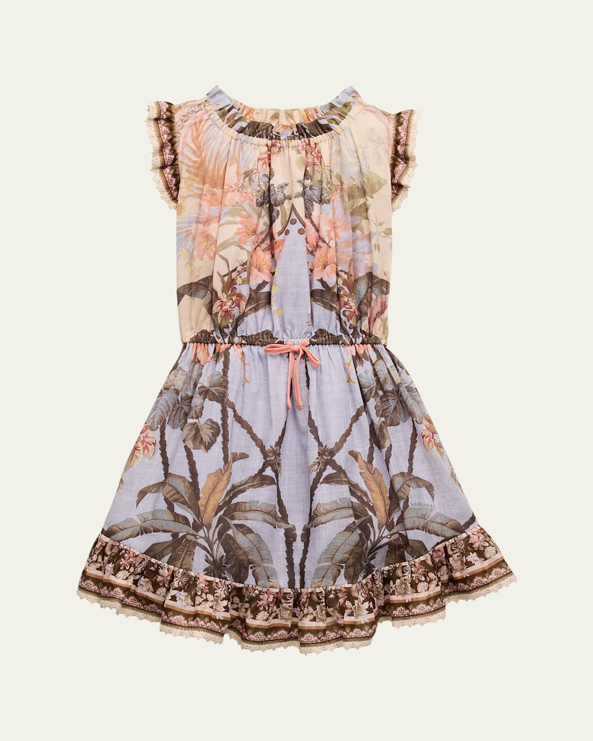 Shop Zimmermann Girl's Wylie Floral-print Dress In Blue Floral