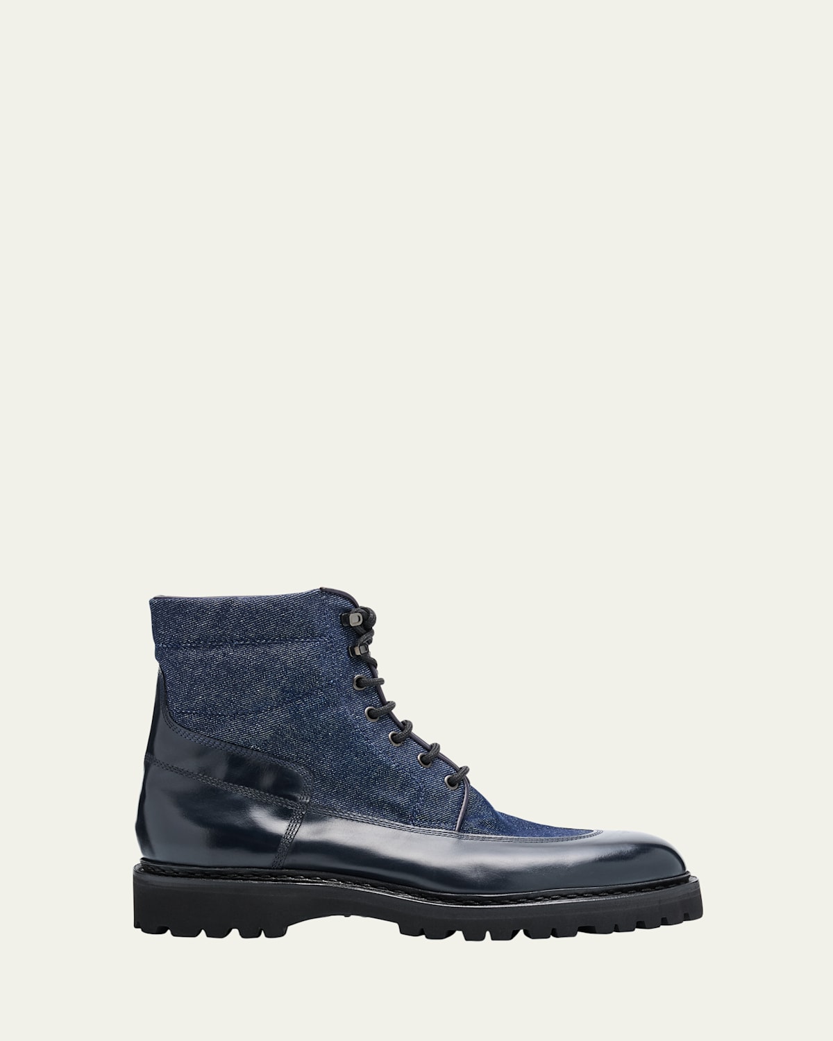 Men's Peak Denim and Leather Lace-Up Boots
