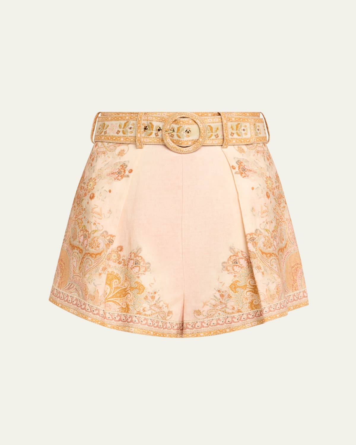 Shop Zimmermann Acacia Tuck Shorts In Creampink Multi