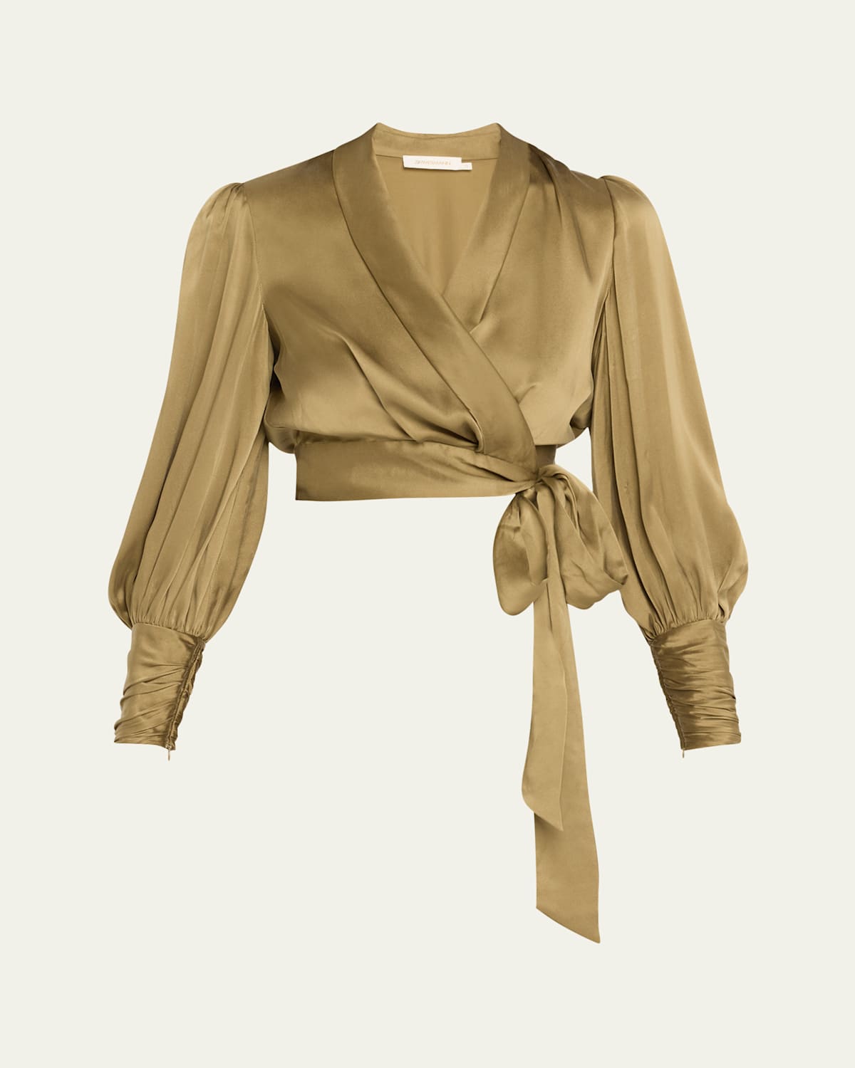 Zimmermann Zimmerman Pleated Washed Wrap Blouse In Beige Silk In Gold
