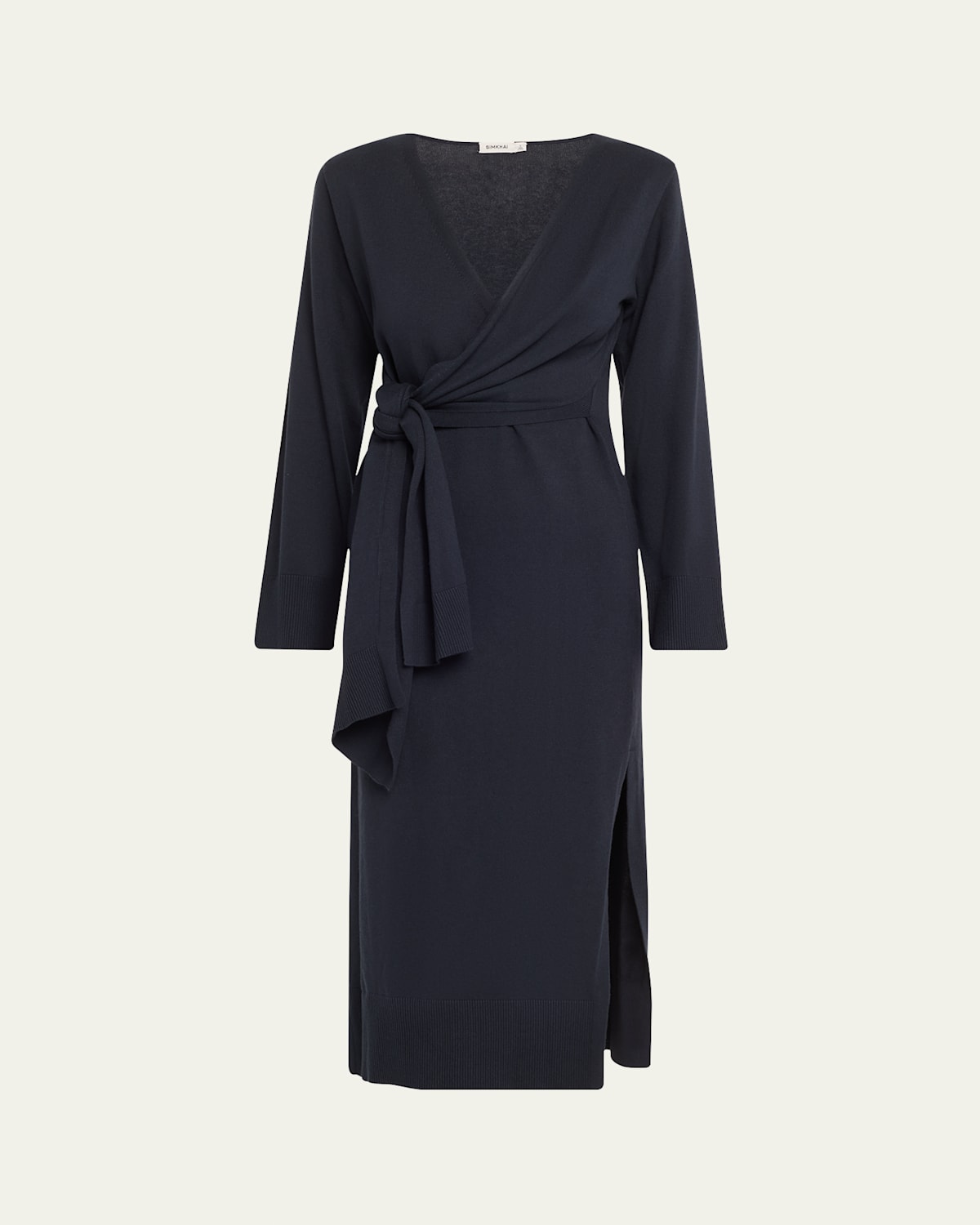 Shop Simkhai Skyla Cashmere-blend Wrap Dress In Midnight