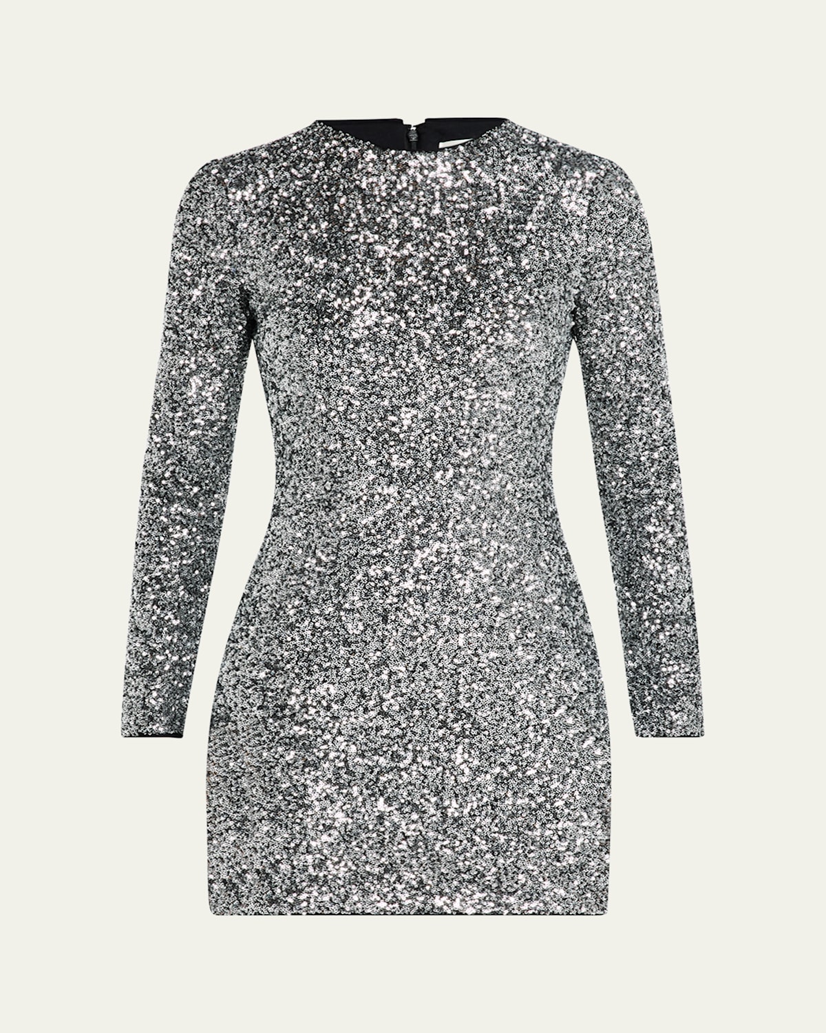 Long-Sleeve Sequined Mini Dress
