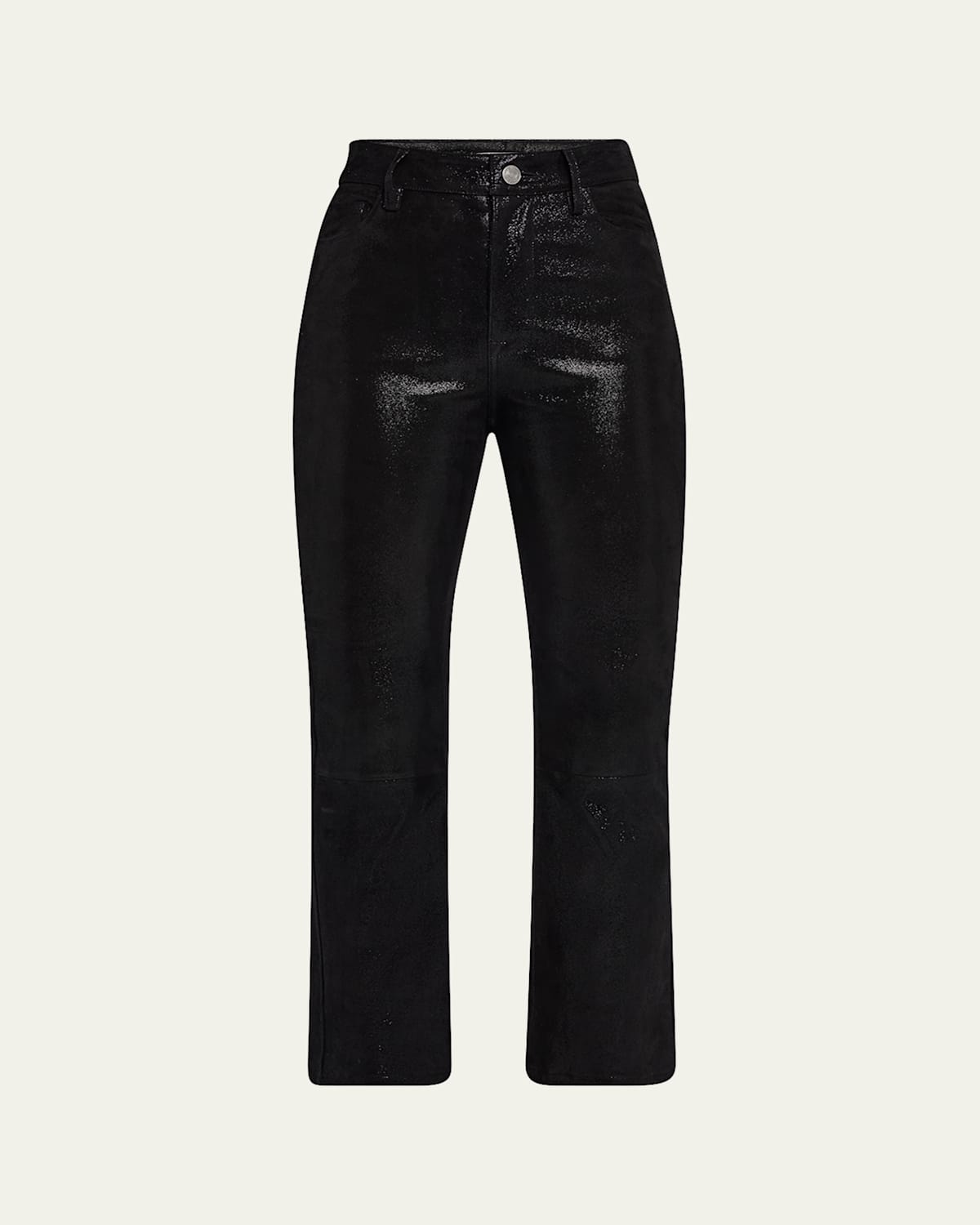 Frame Le Crop Mini Boot Leather Pants In Black Multi