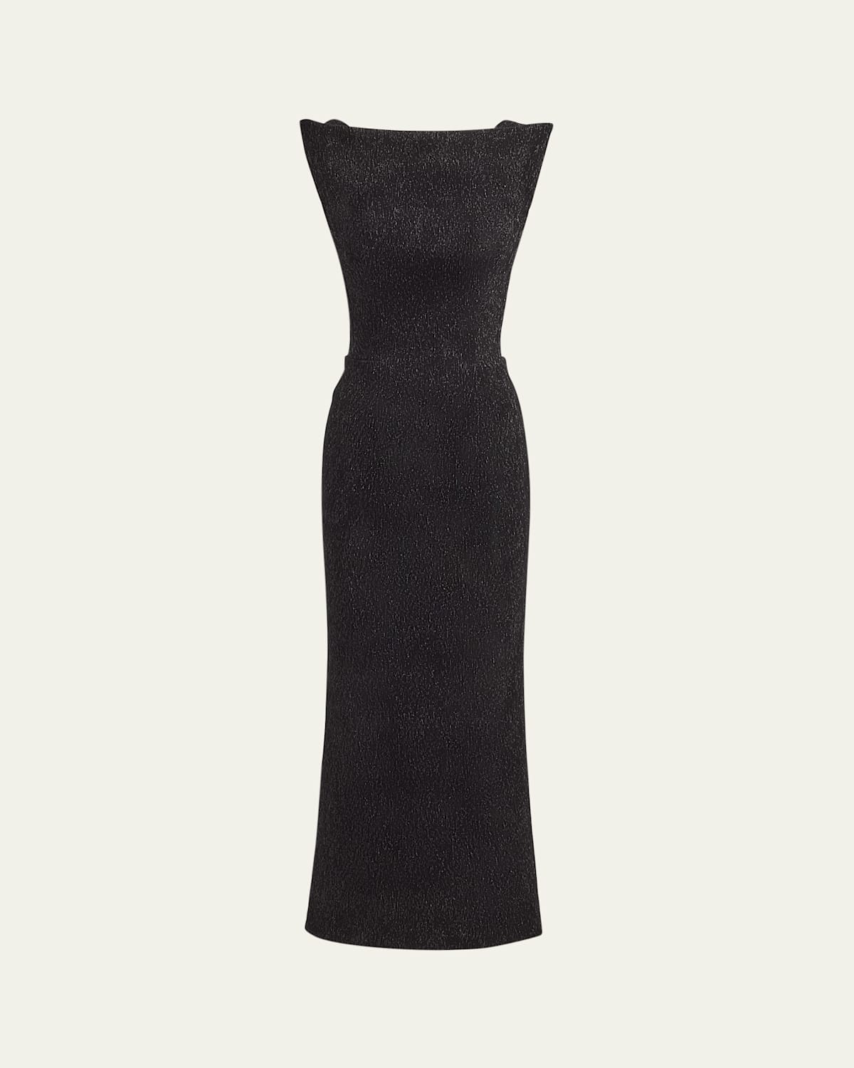 Maticevski Singular Glittered Midi Dress In Black Luminance