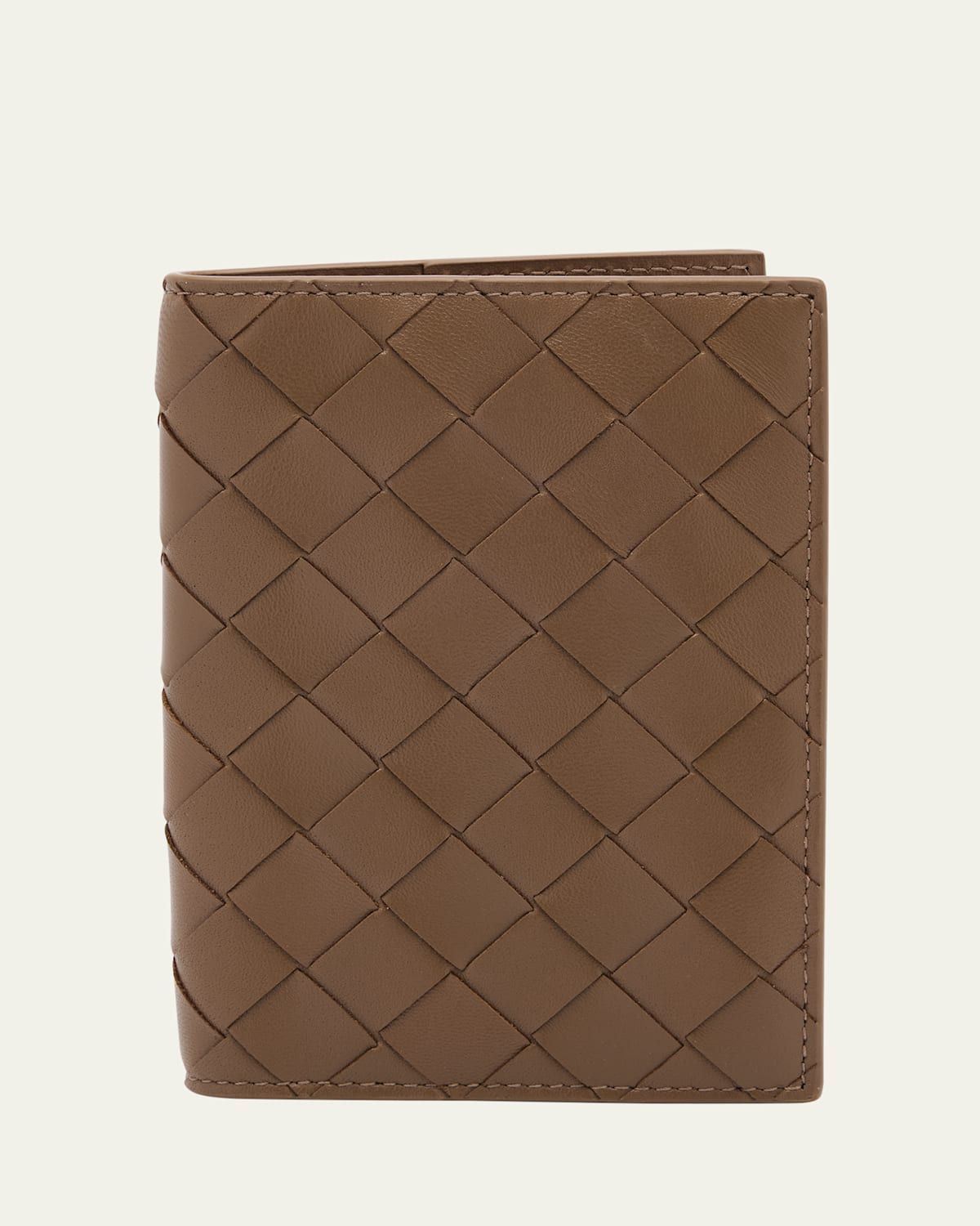 Bottega Veneta Leather Passport Case In Pinecone
