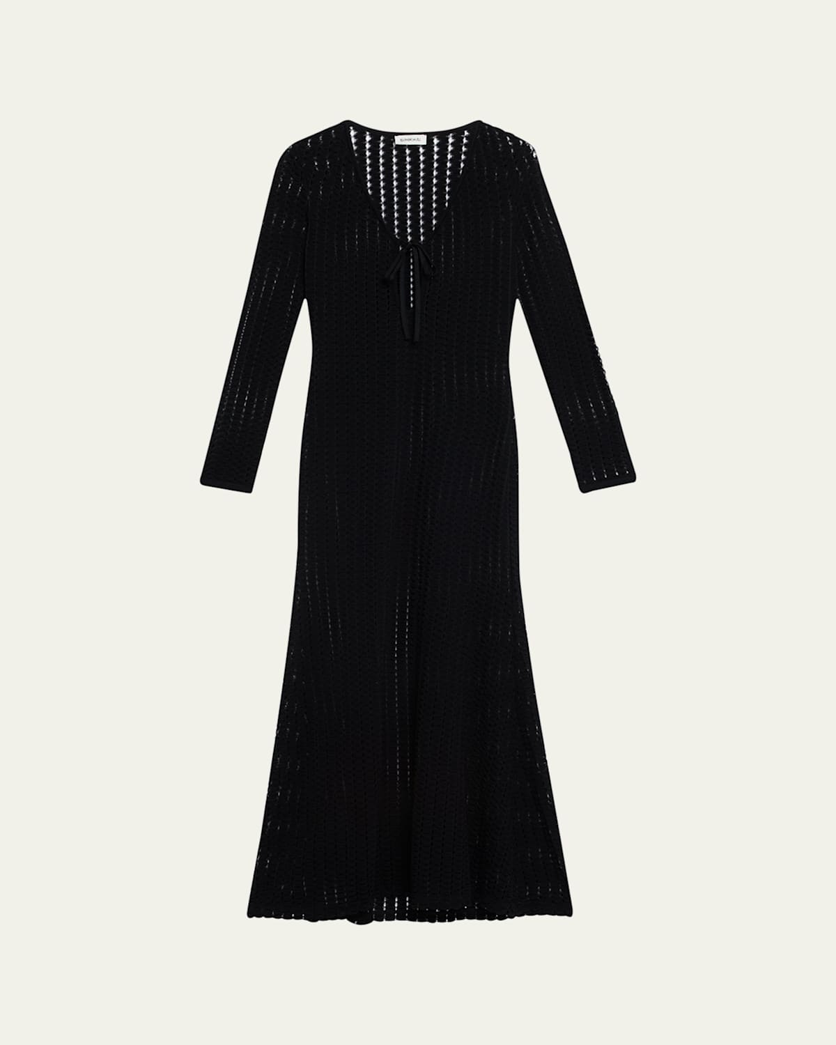 Shop Simkhai Elton Open-knit Keyhole Maxi Dress In Black