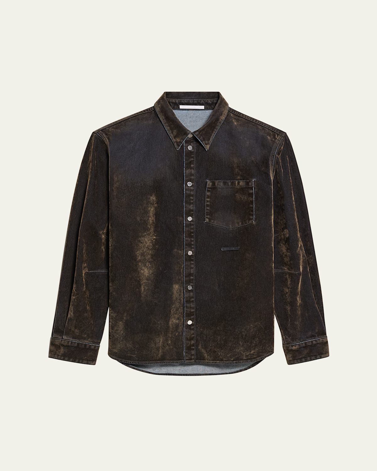 Men's Flocked Denim Curved Shirt
