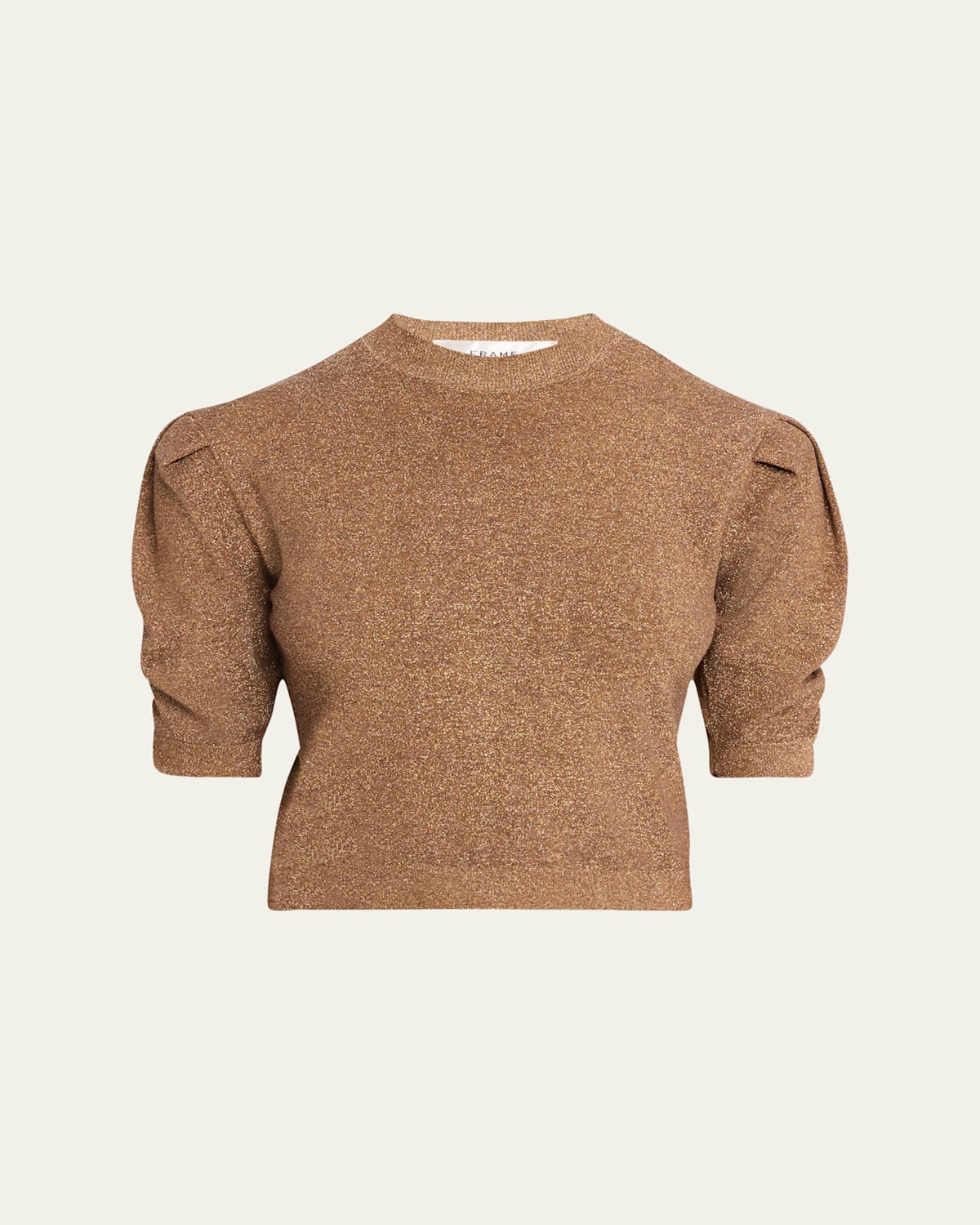 Frame Sparkly Ruched-sleeve Sweater In Bronze Multi