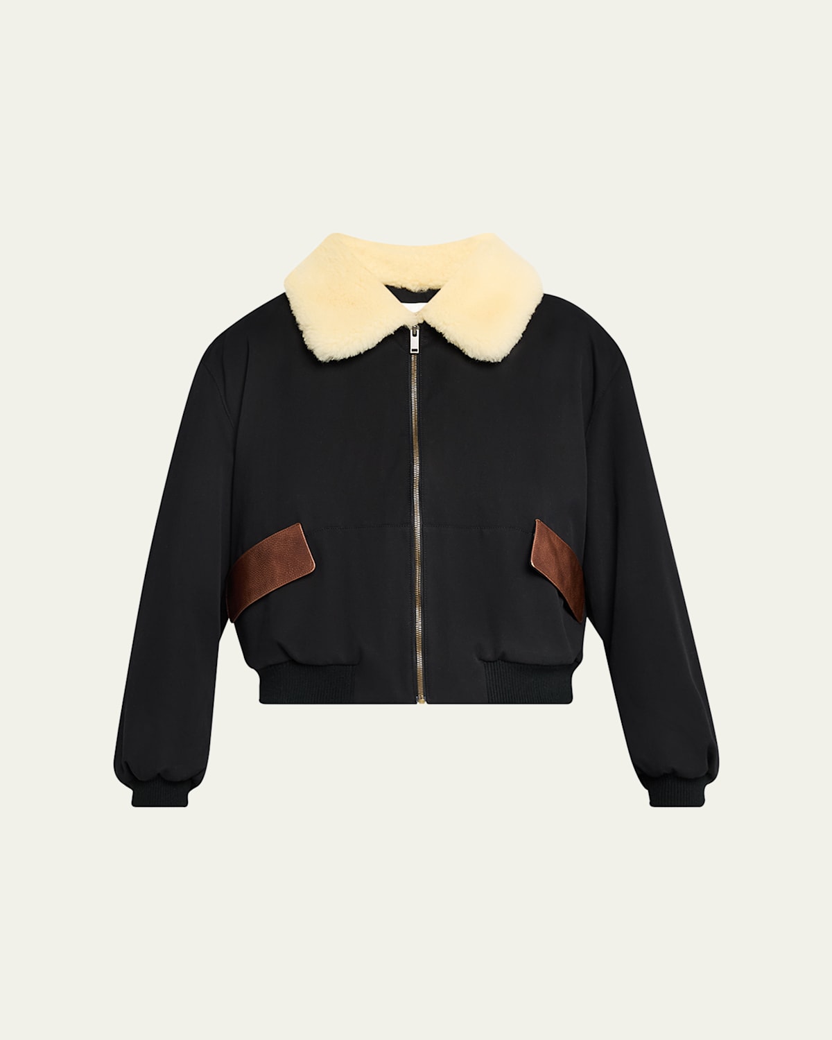 Mixed Leather Bomber Jacket