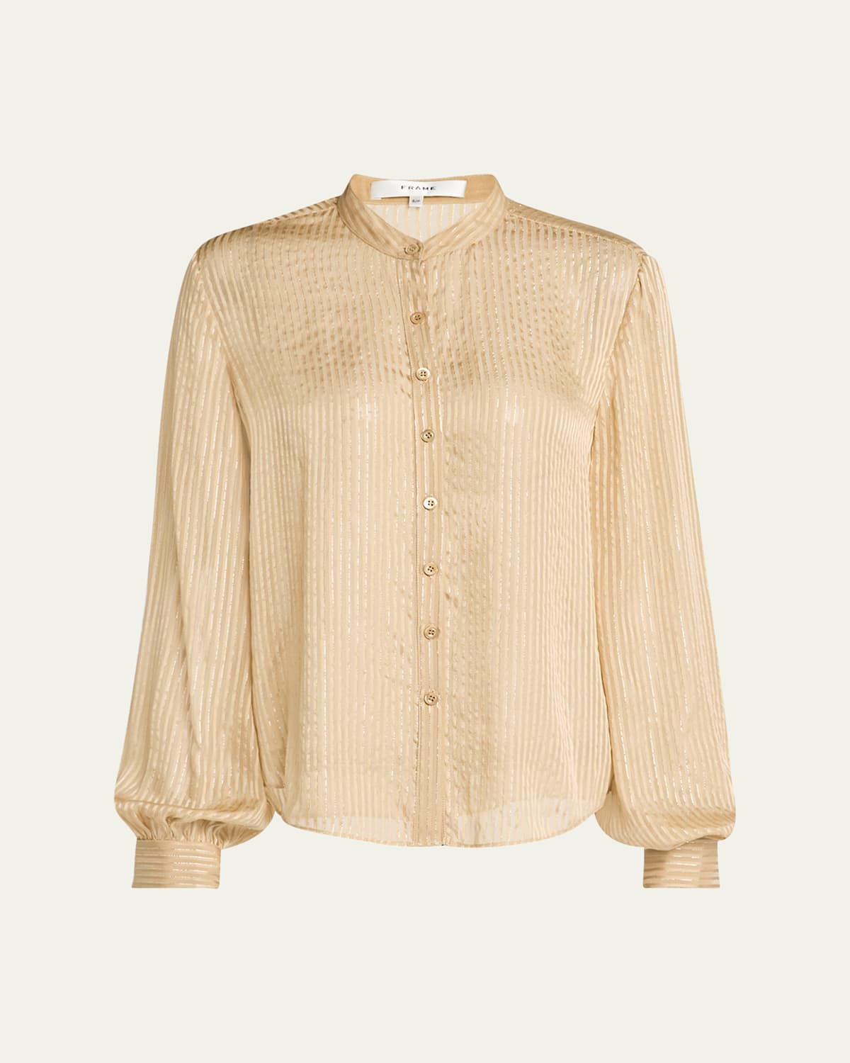 FRAME STRIPE BUTTON-FRONT BLOUSE 