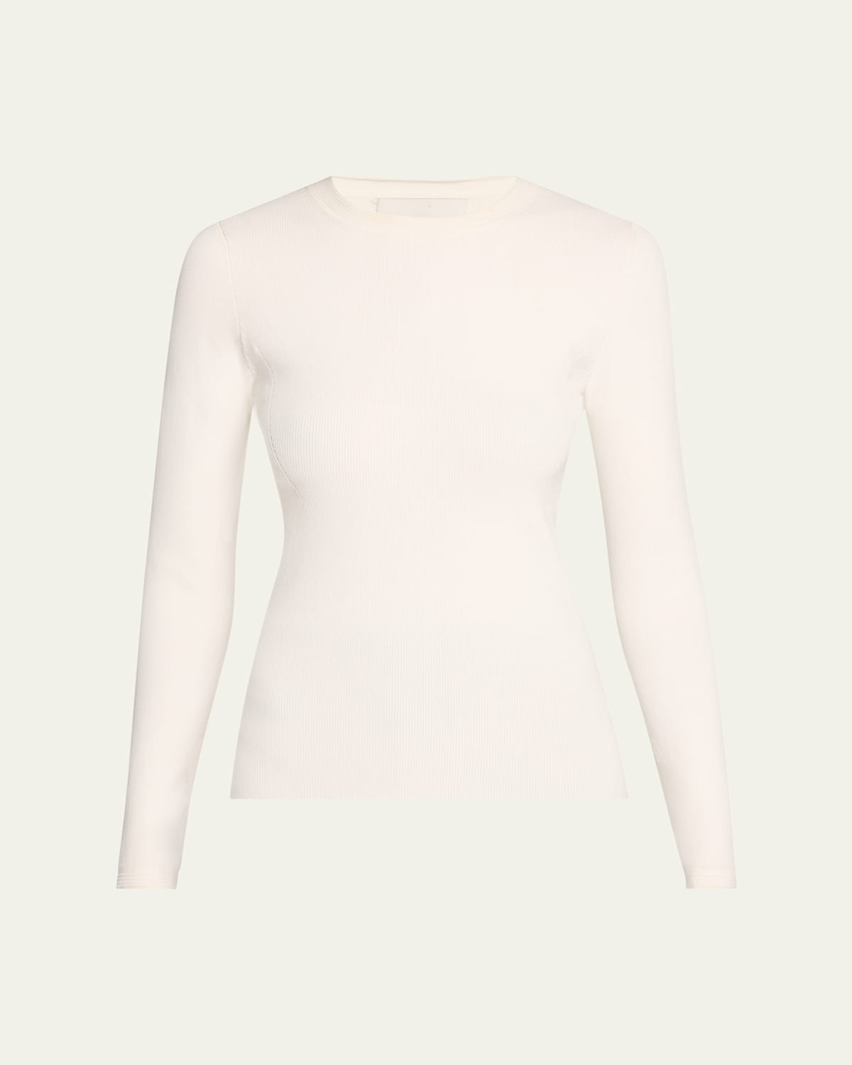 3.1 Phillip Lim Long-sleeve Compact Rib-knit Top In Ivory
