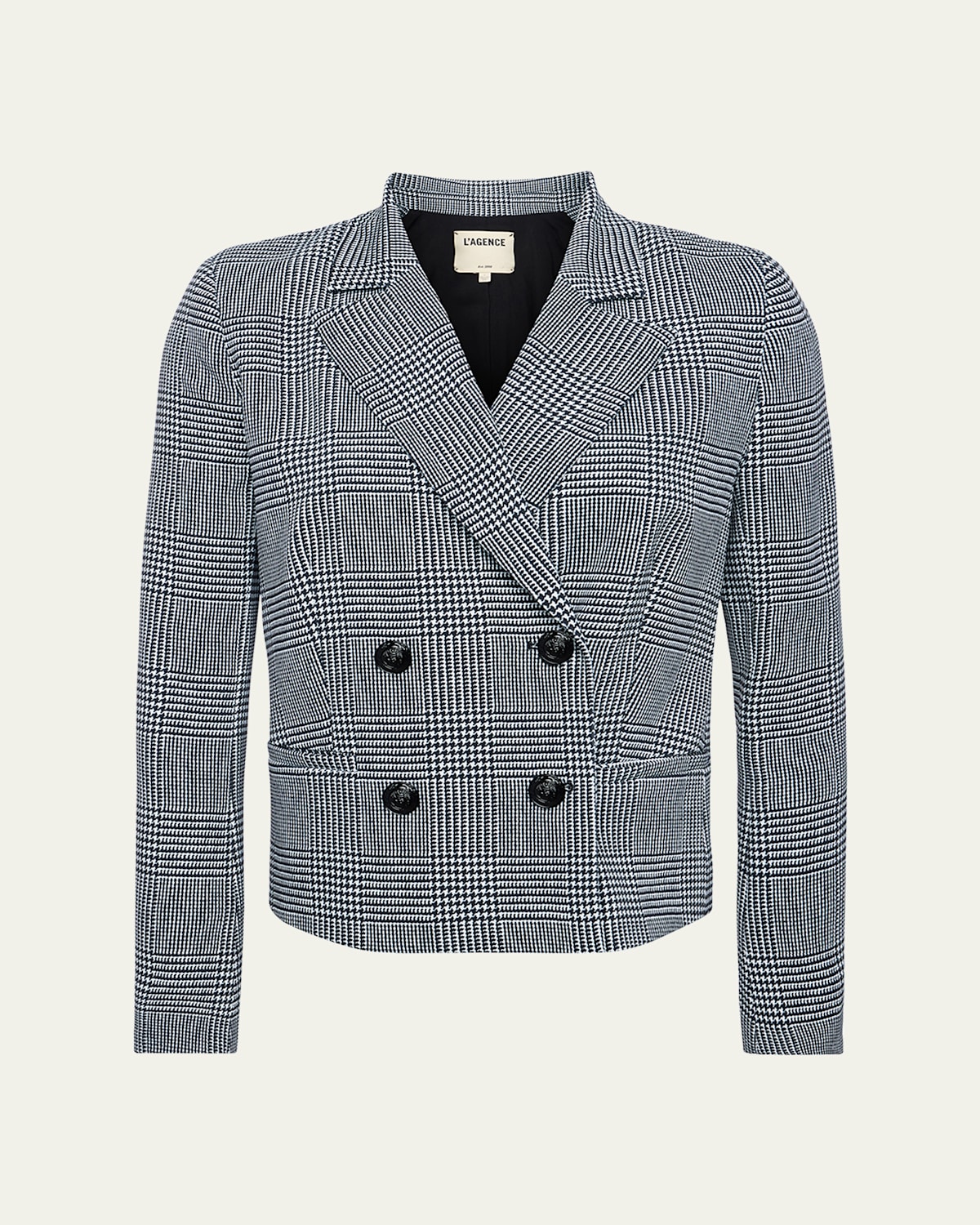 L AGENCE ATMORE HOUNDSTOOTH DOUBLE-BREASTED BLAZER 