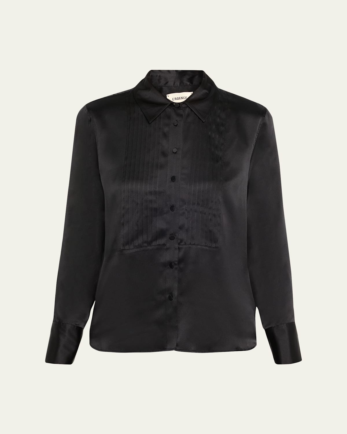 L'agence Divya Pintuck Tux Shirt In Black