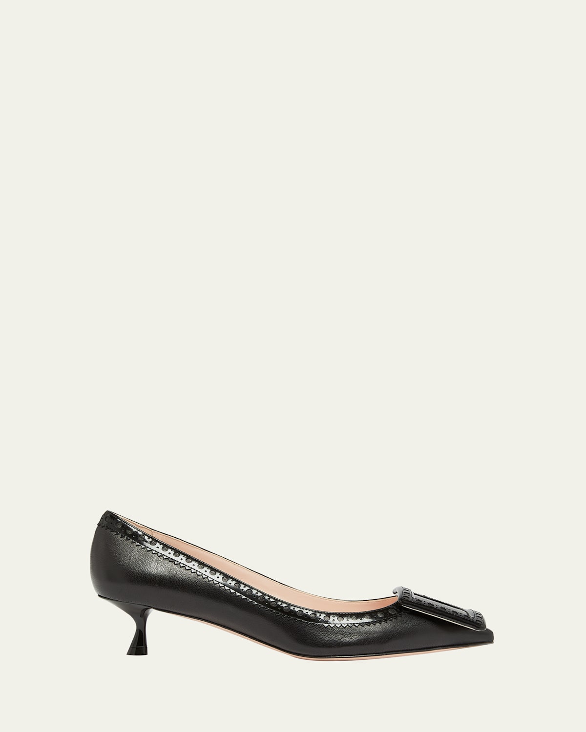 Roger Vivier I Love Vivier Mixed Leather Kitten Pumps In Nero