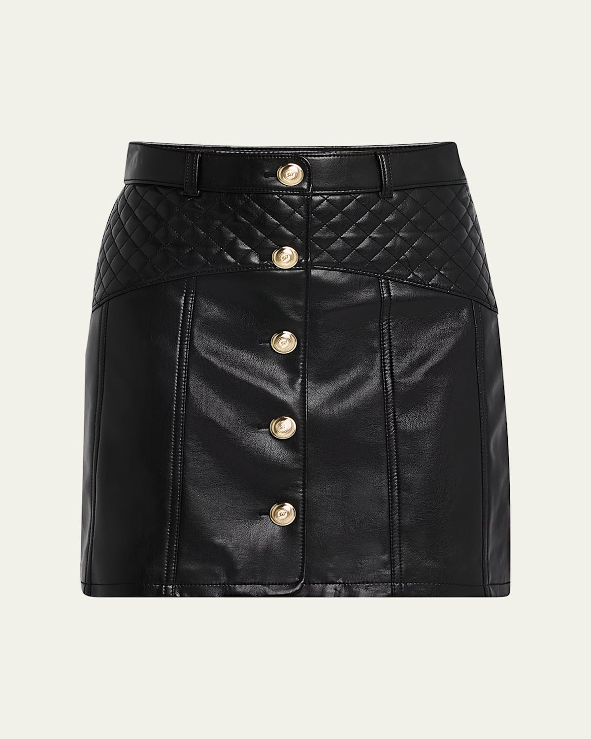 Claudia Quilted Vegan Leather Mini Skirt