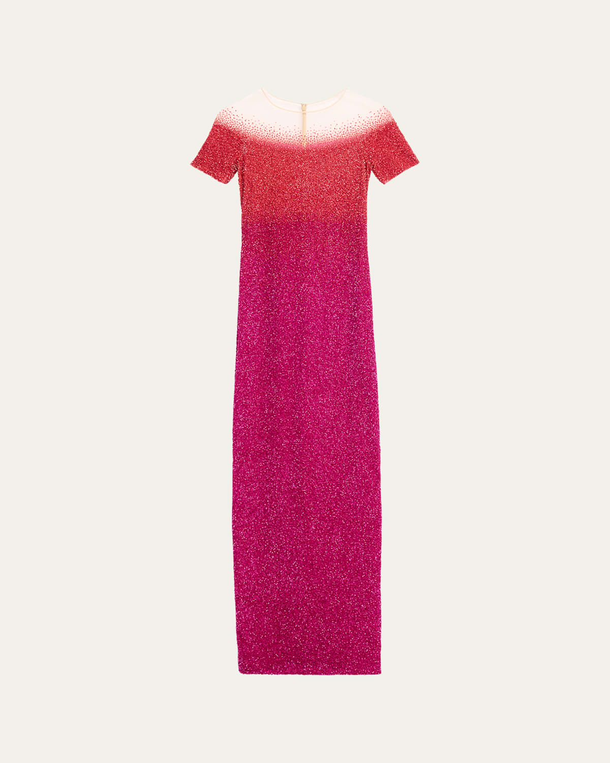 Pamella Roland Ombre Sequined Gown In Coralfuschia