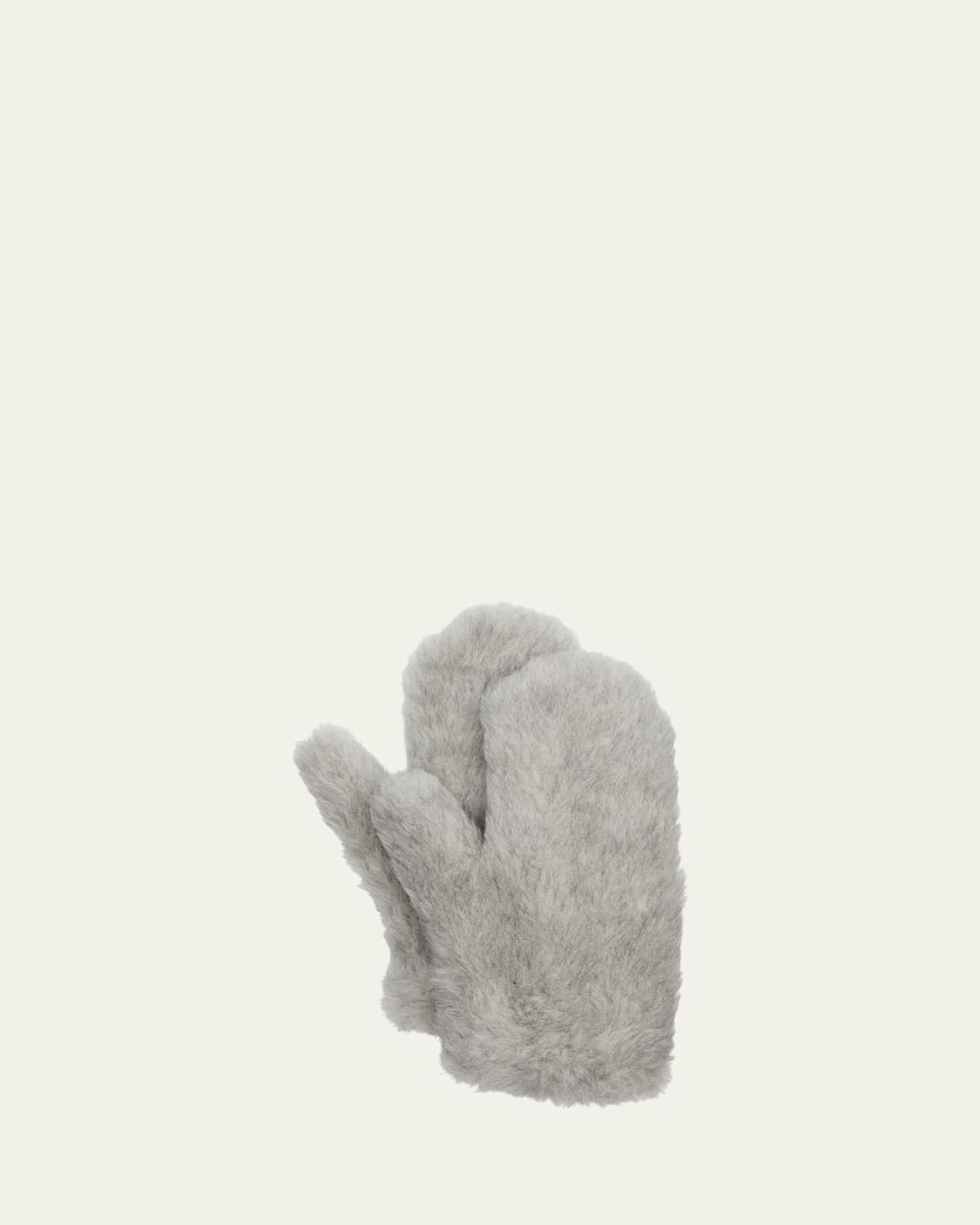 Max Mara Wool Mittens With Strap In Light Grey