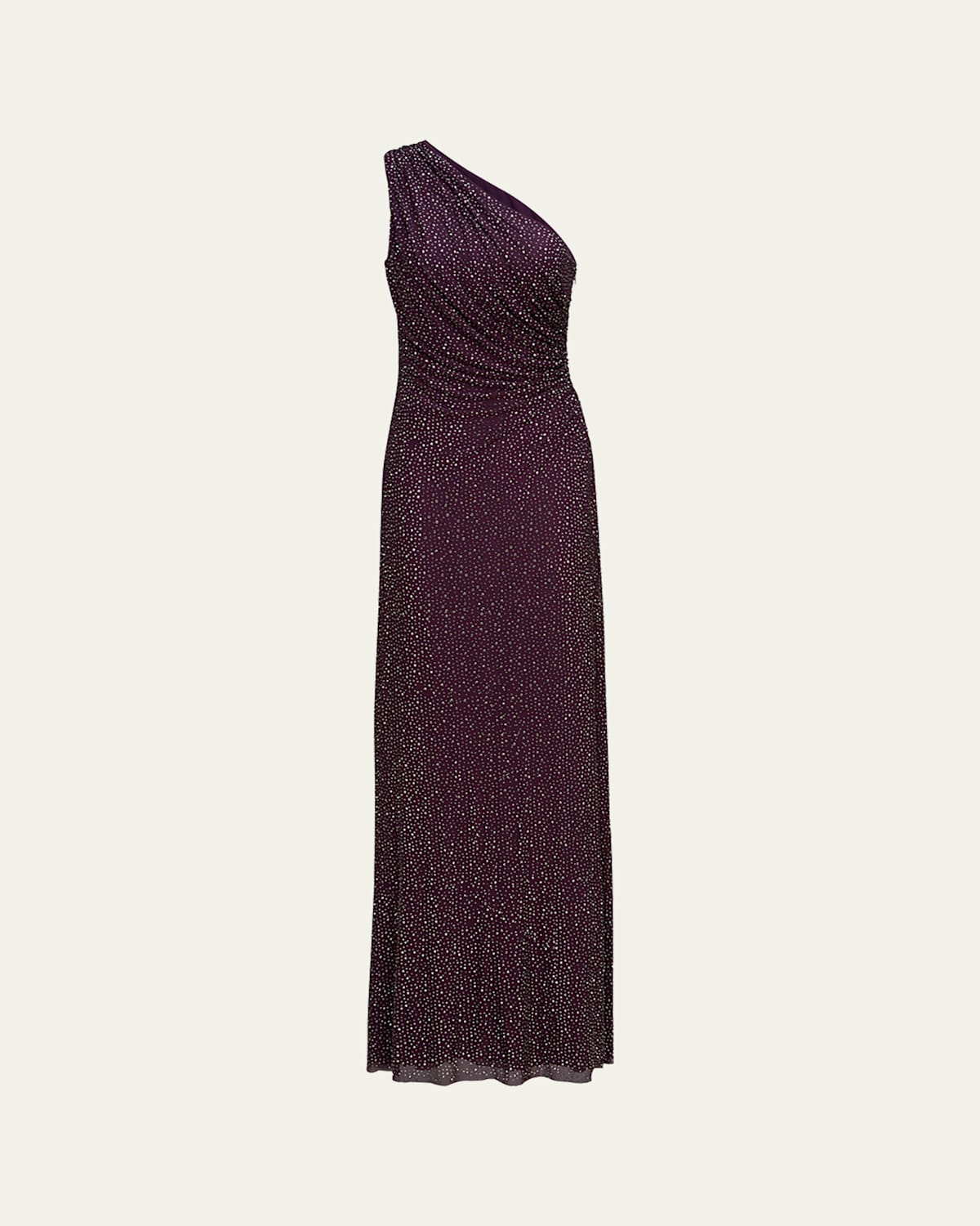 Halston Rafelle One-shoulder Rhinestone Gown In Black Raspberry
