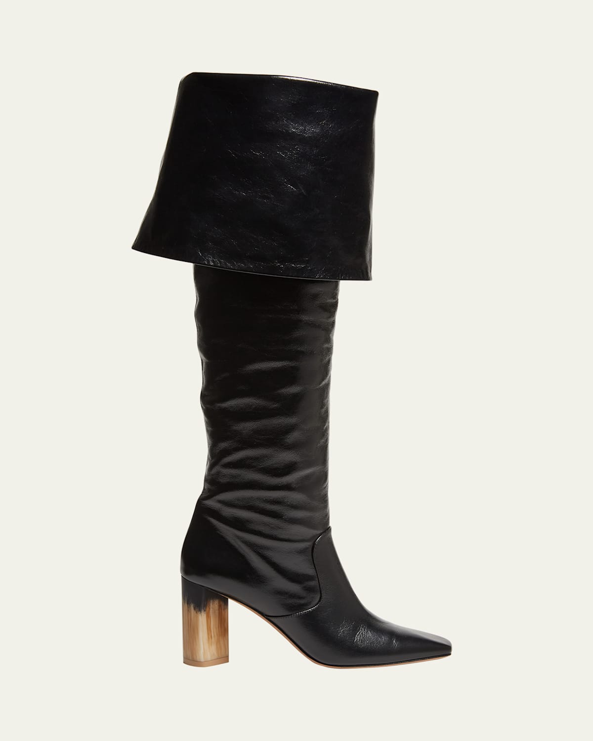 Shop Chloé Georgia Leather Foldover Knee Boots In Black