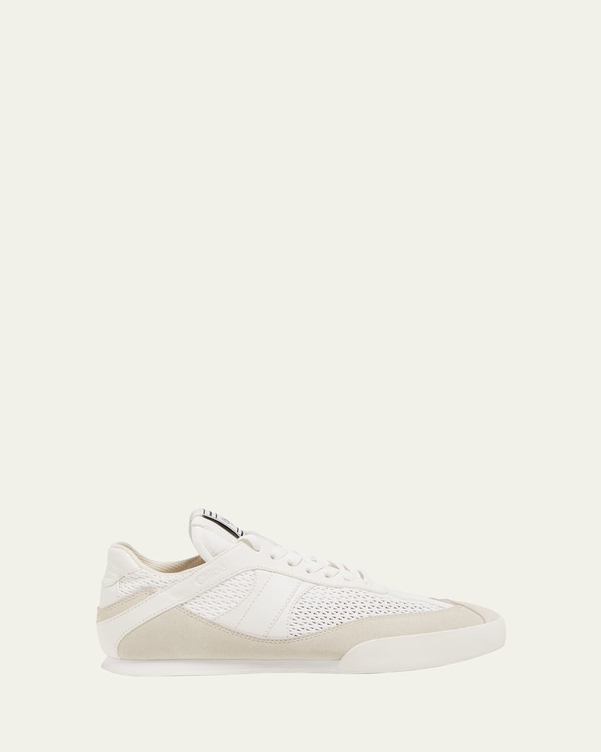 Shop Chloé Kick Mesh And Leather Low-top Sneakers In Cloudy Cream
