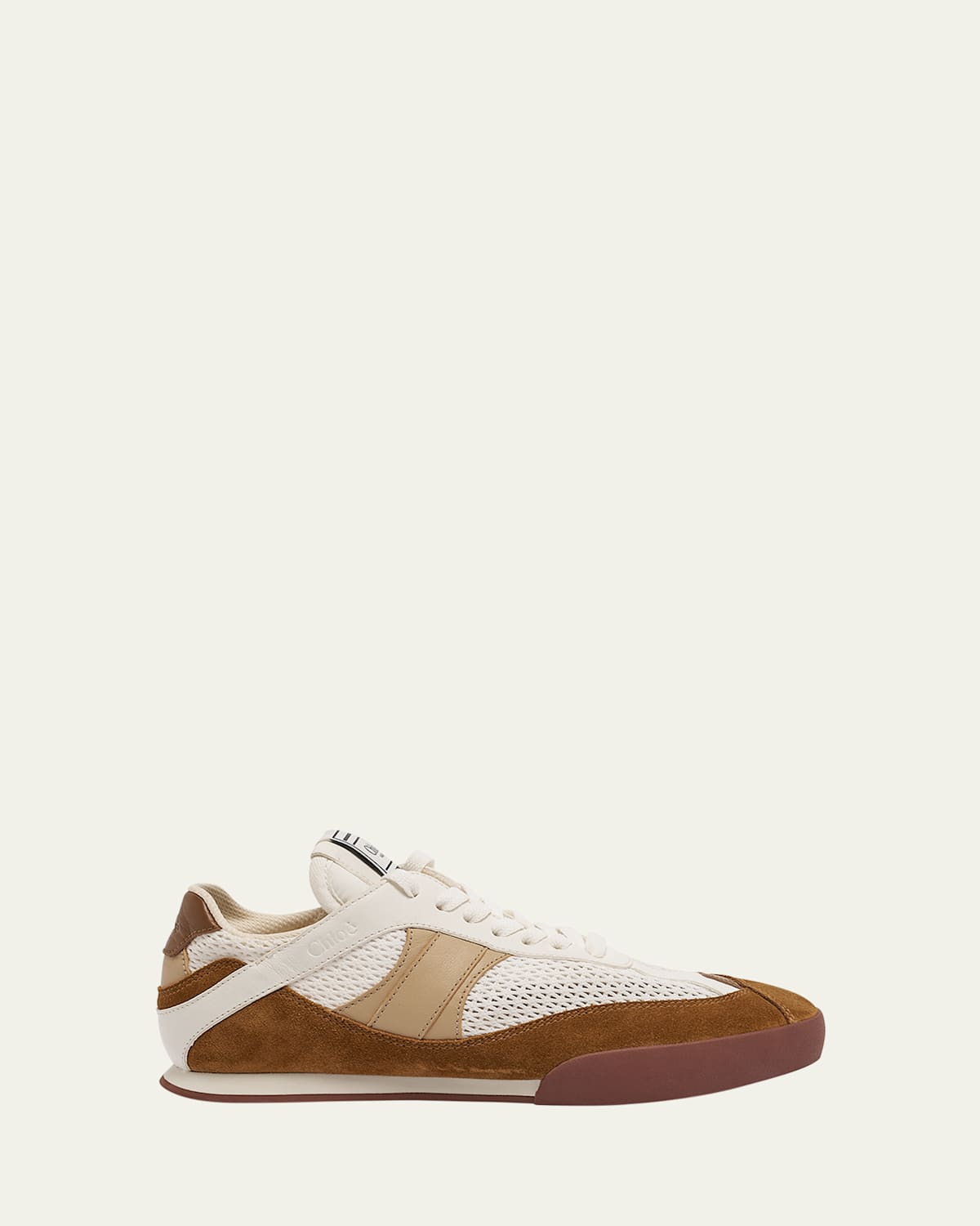 Chloé Kick Brown And White Sneakers In Mesh And Leather In Multi