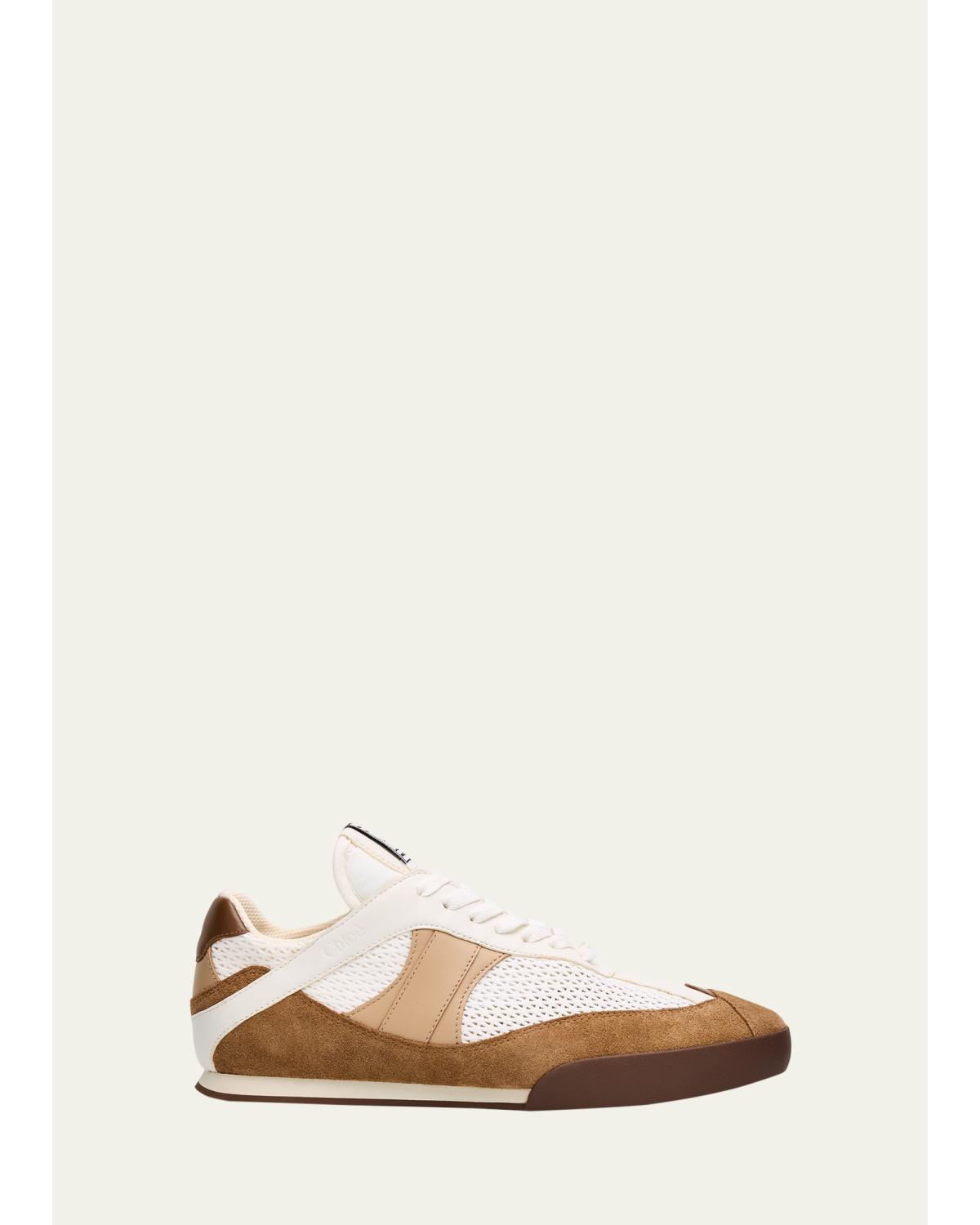 Kick Mesh And Leather Low-Top Sneakers