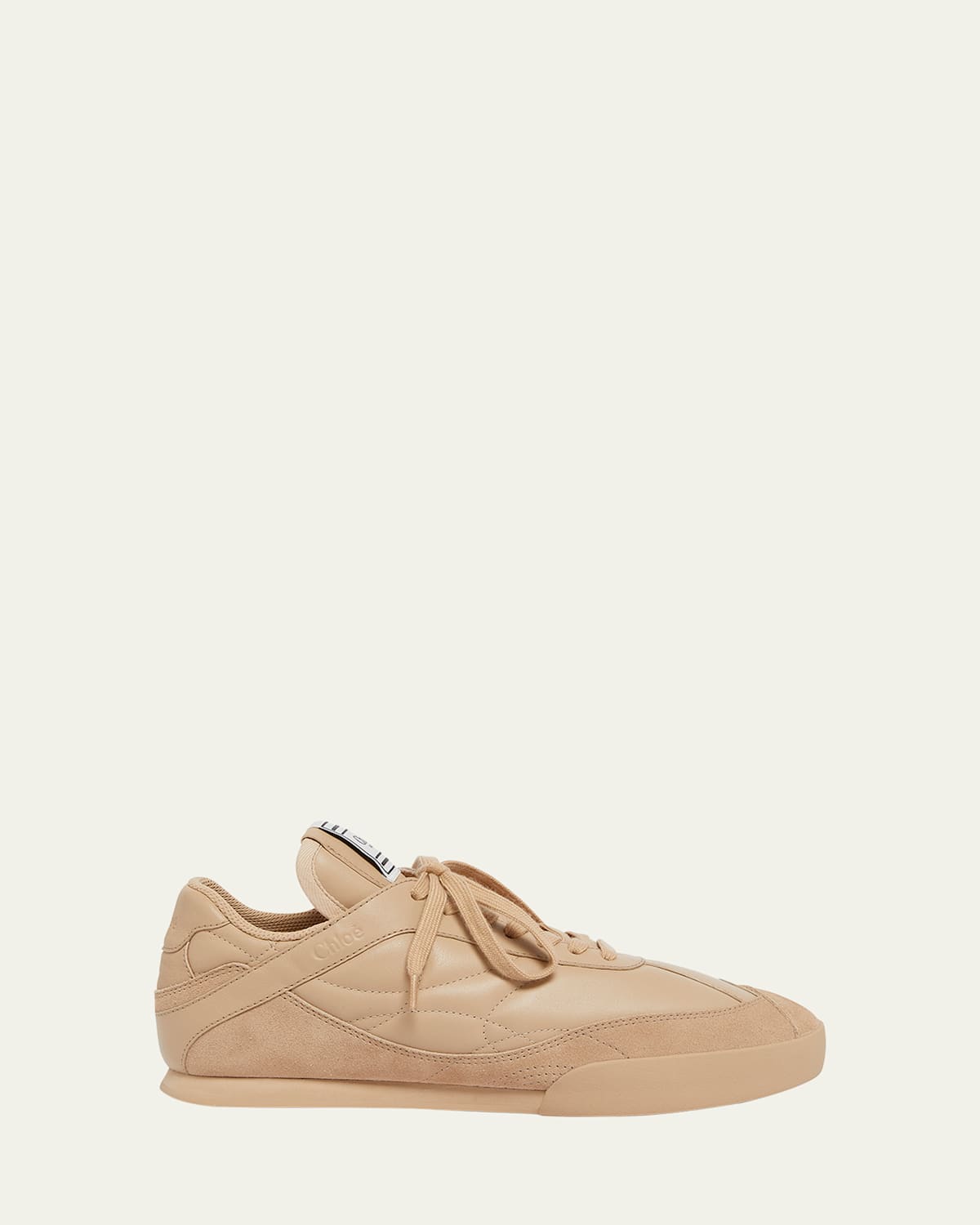 CHLOÉ KICK LOW-TOP MIXED LEATHER SNEAKERS 