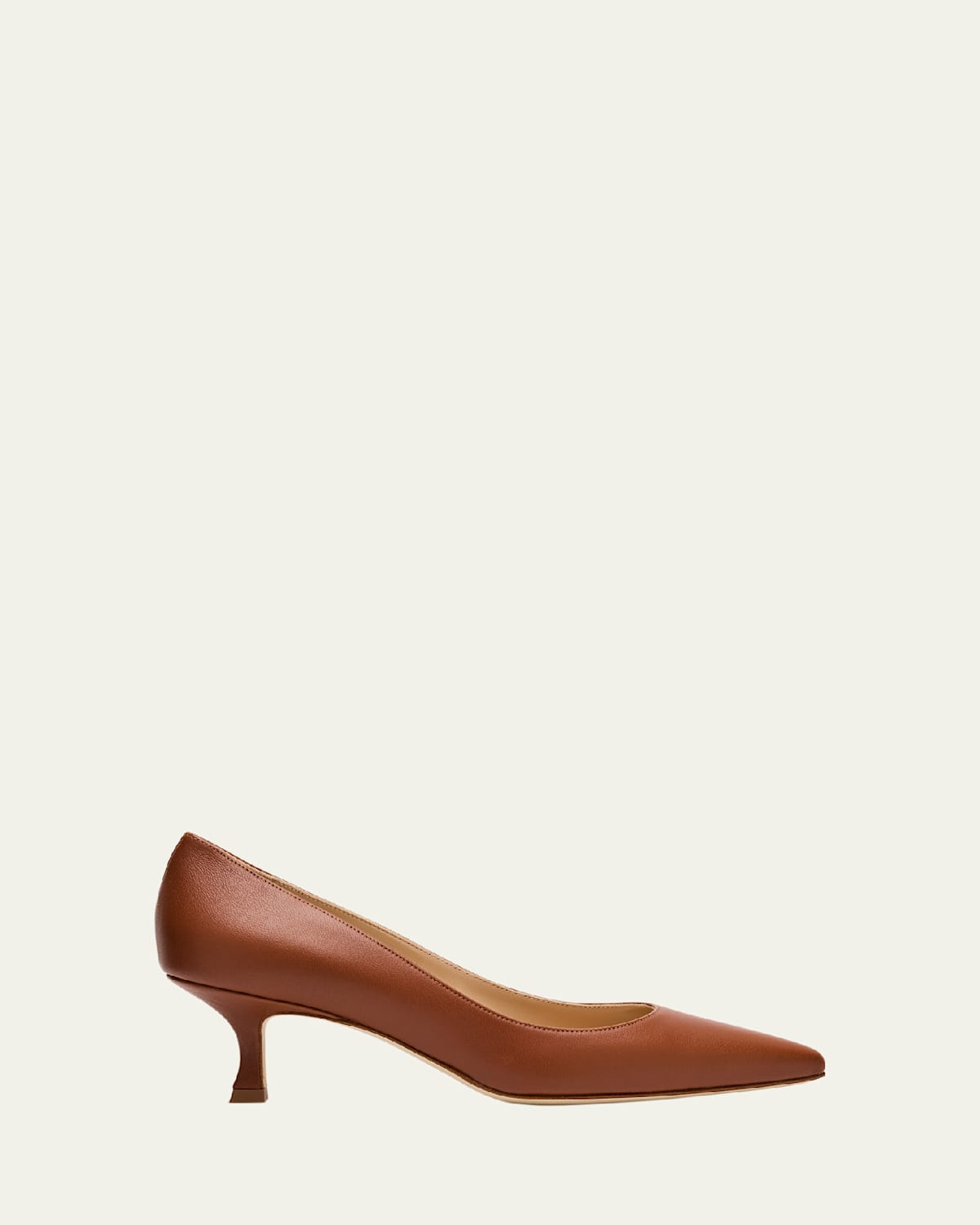 Manolo Blahnik Srila Leather Low Pumps In Brown