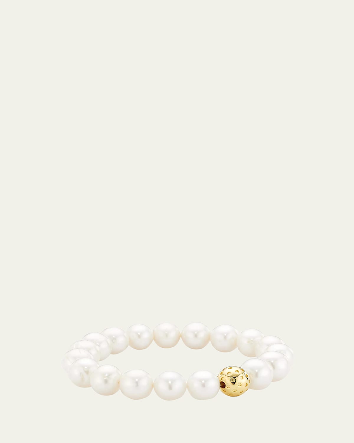 Paige Novick 9mm Freshwater Pearl Bracelet with Gold Vermeil Perforated Ball