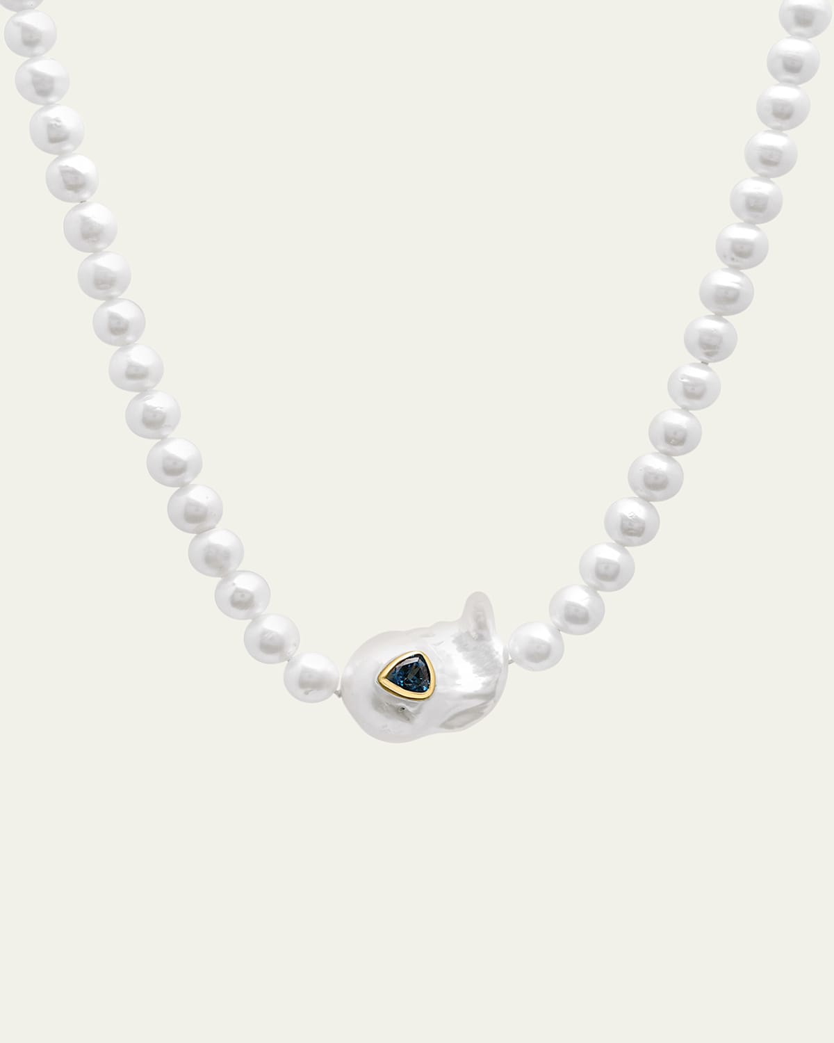 Paige Novick Sweet Tart Baroque Pearl Choker Necklace with Blue Topaz Trillion Inset