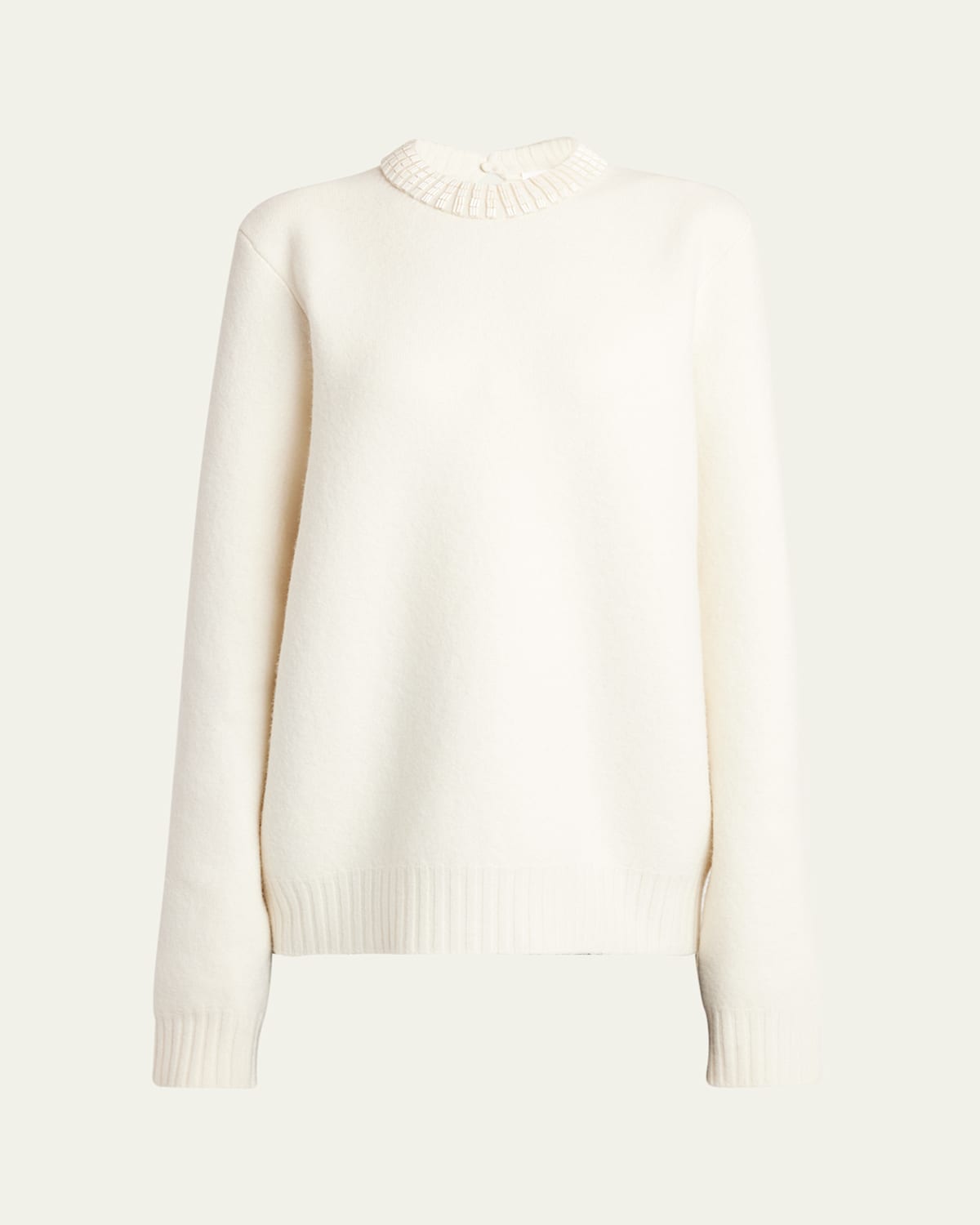 Jil Sander Cruise Beaded Wool Sweater In Cloud