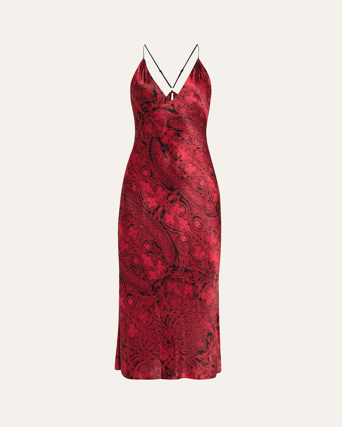 Ottoman Open-Back Silk Midi Slip Dress
