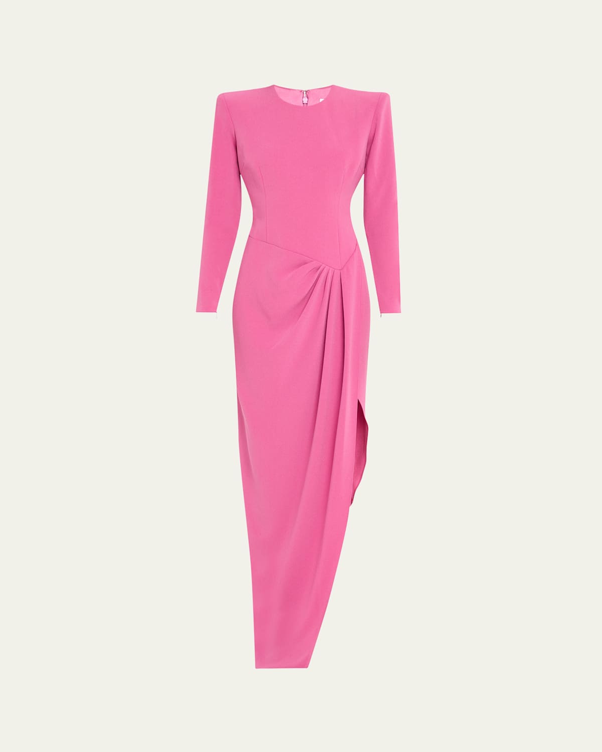Alex Perry Asymmetrical Longline Drape Crepe Gown In Candy