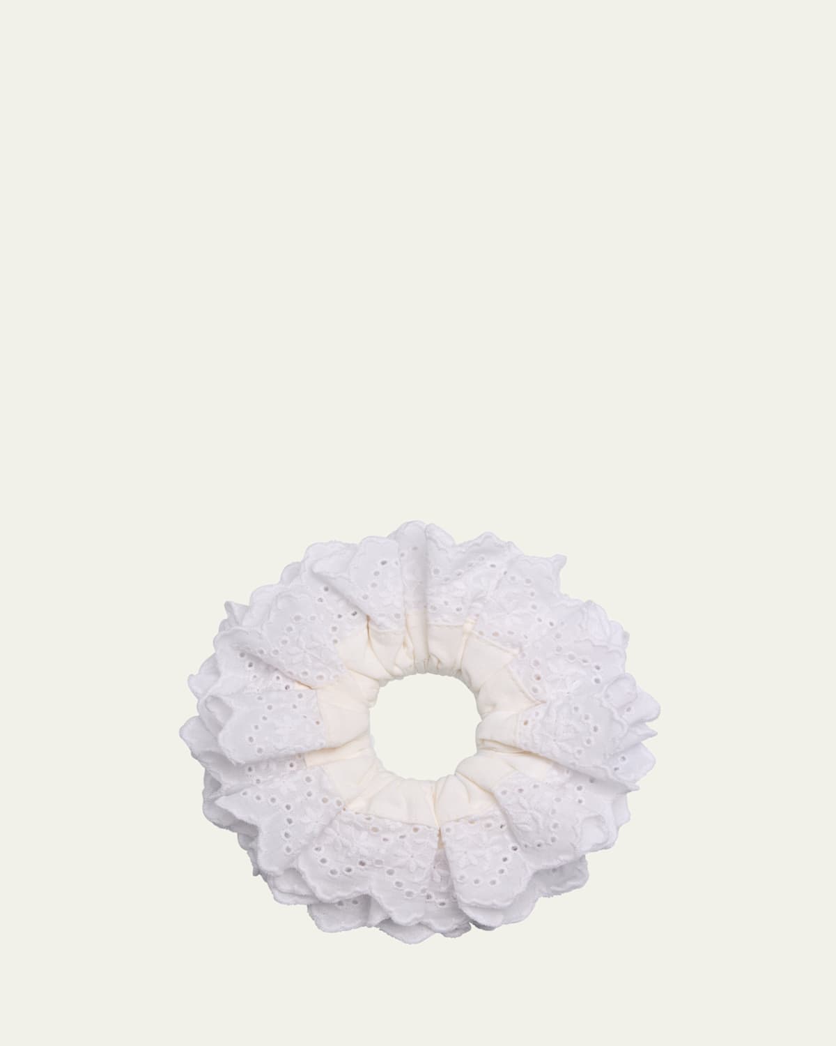 Good Squish Baby Blumberg Embroidered Scrunchie In White