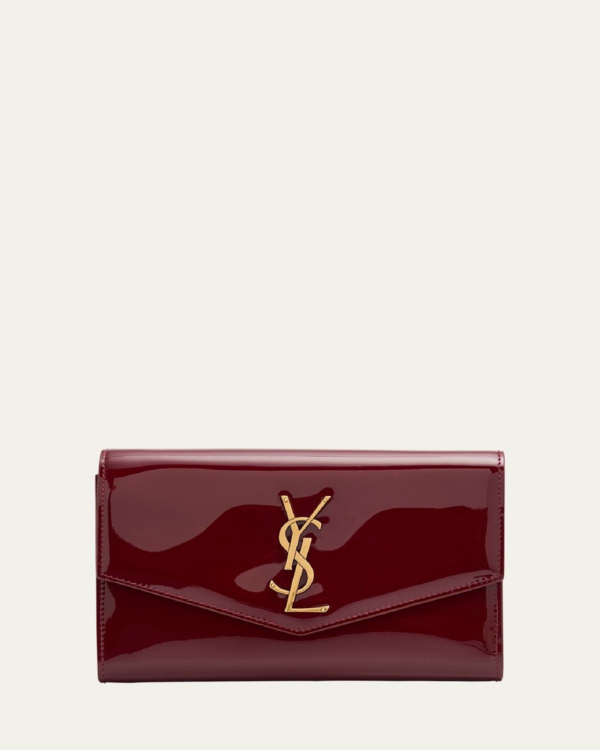 Saint Laurent Ysl Wallet On Chain In Patent Leather In Grenade