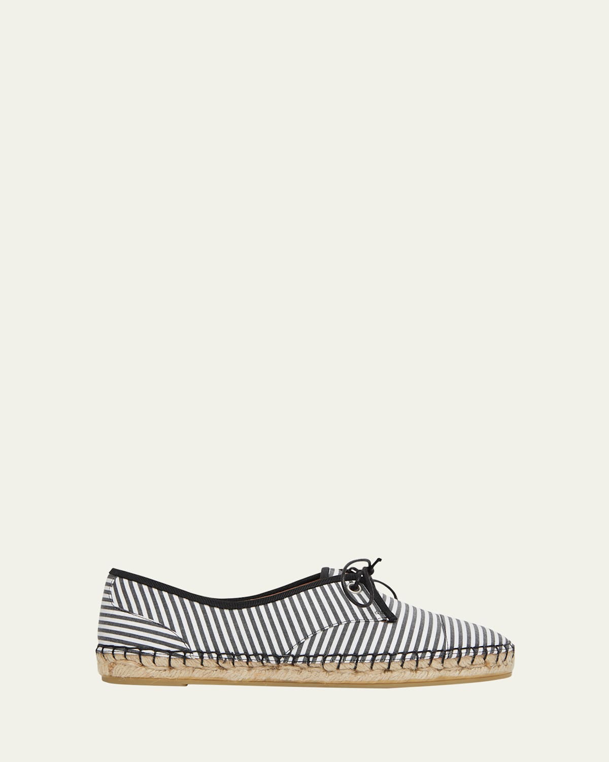 Malone Souliers X Tabitha Simmons Tyler Striped Cotton Lace-up Espadrilles In Black