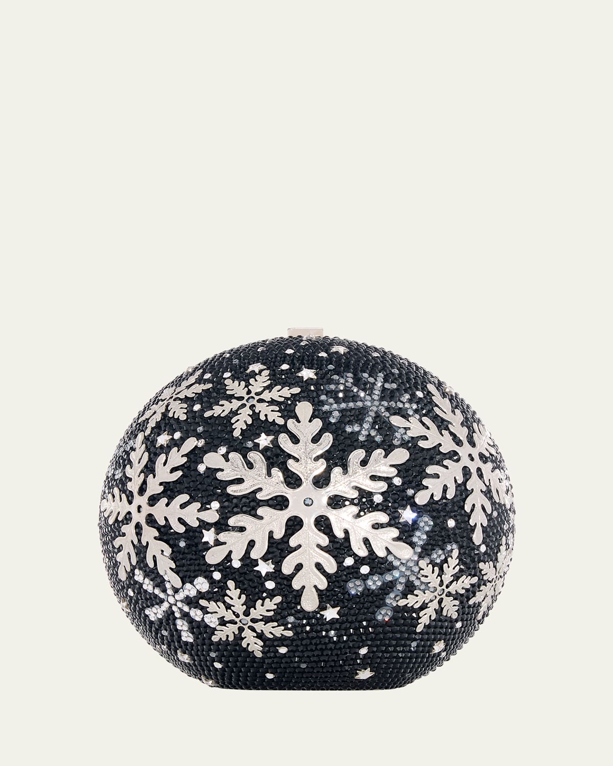 Judith Leiber Snowy Night Sphere Clutch Bag In Silver Jet Multi