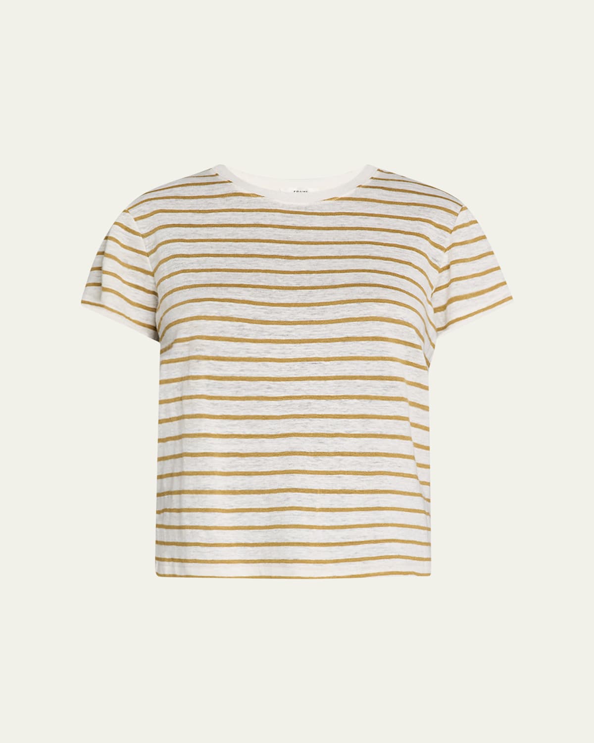 Frame Linen Baby Tee In Dark Khaki Multi