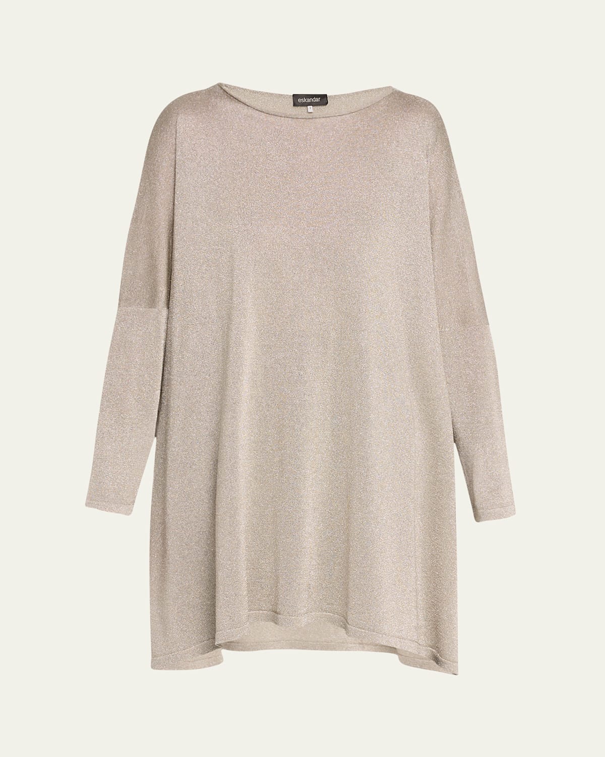 Eskandar Slim Sleeve Slash Neck Kaftan Sweater (long Plus Length) In Champagne