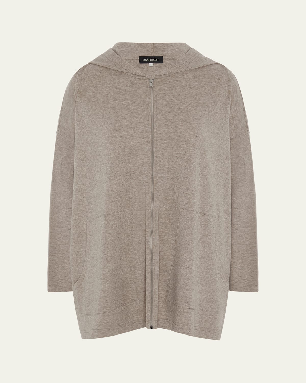Shop Eskandar Zipped Hooded Top (long Length) In Natural