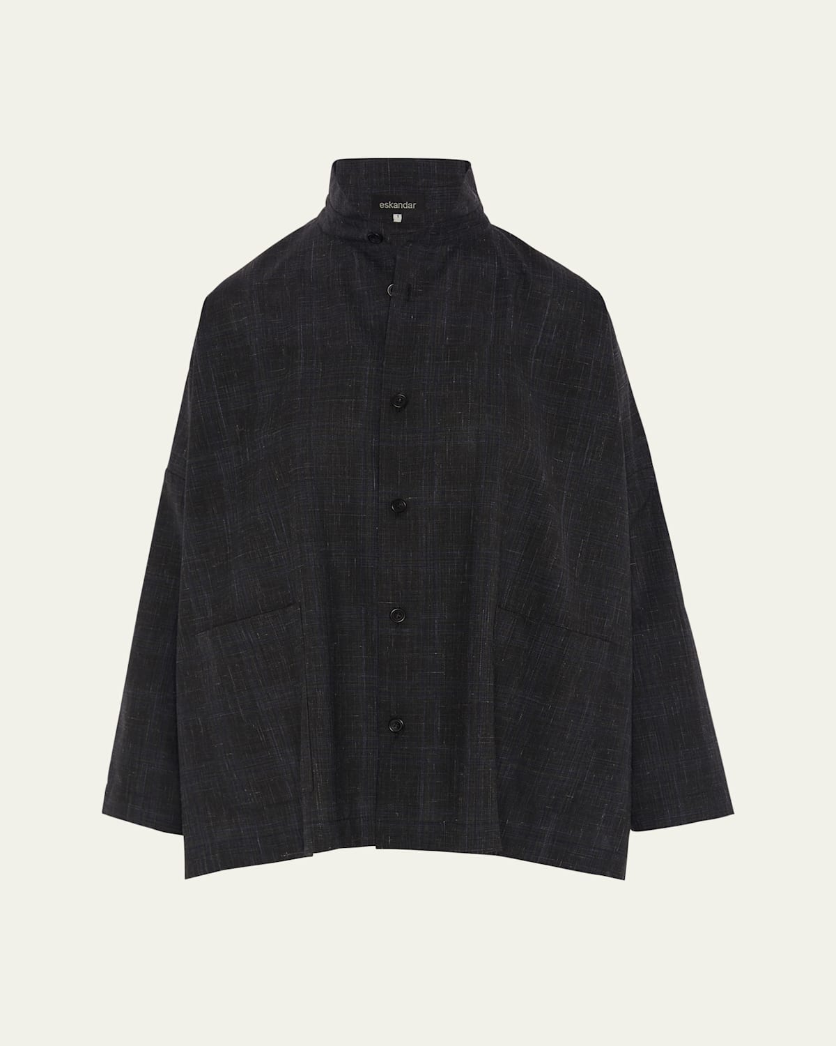 ESKANDAR WIDE LONGER-BACK DOUBLE STAND COLLAR SHIRT JACKET (MID PLUS LENGTH) 