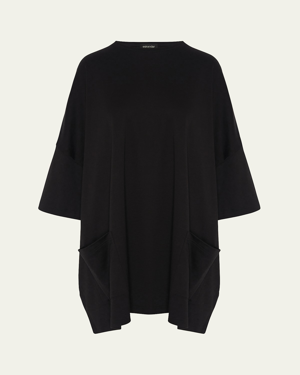 ESKANDAR SLOPED-SHOULDER ROUND-NECK PONCHO (LONG PLUS LENGTH) 